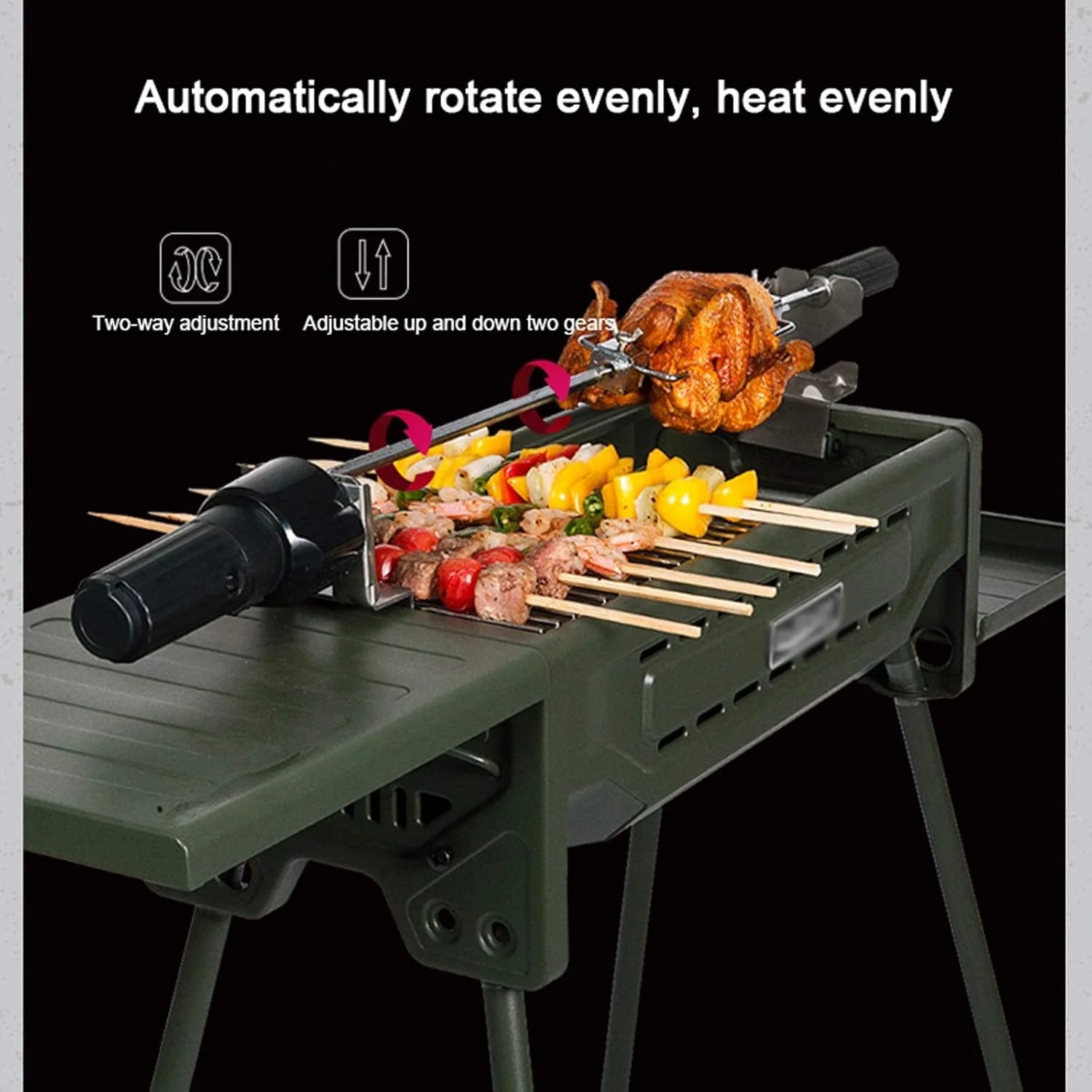 کباب پز قابل حمل تاشو، باربیکیو ذغالی فضای باز با سطح پخت بزرگ به همراه چنگال پخت و تابه زیرین نچسب برای پیک نیک در فضای باز، پخت و پز در پاسیو، مهمانی در حیاط خلوت، کباب پز ذغالی سبز تیره کباب پز قابل حمل تاشو، باربیکیو ذغالی فضای باز با سطح پخت بزرگ به همراه چنگال پخت و تابه زیرین نچسب برای پیک نیک در فضای باز، پخت و پز در پاسیو، مهمانی در حیاط خلوت، کباب پز ذغالی سبز تیره