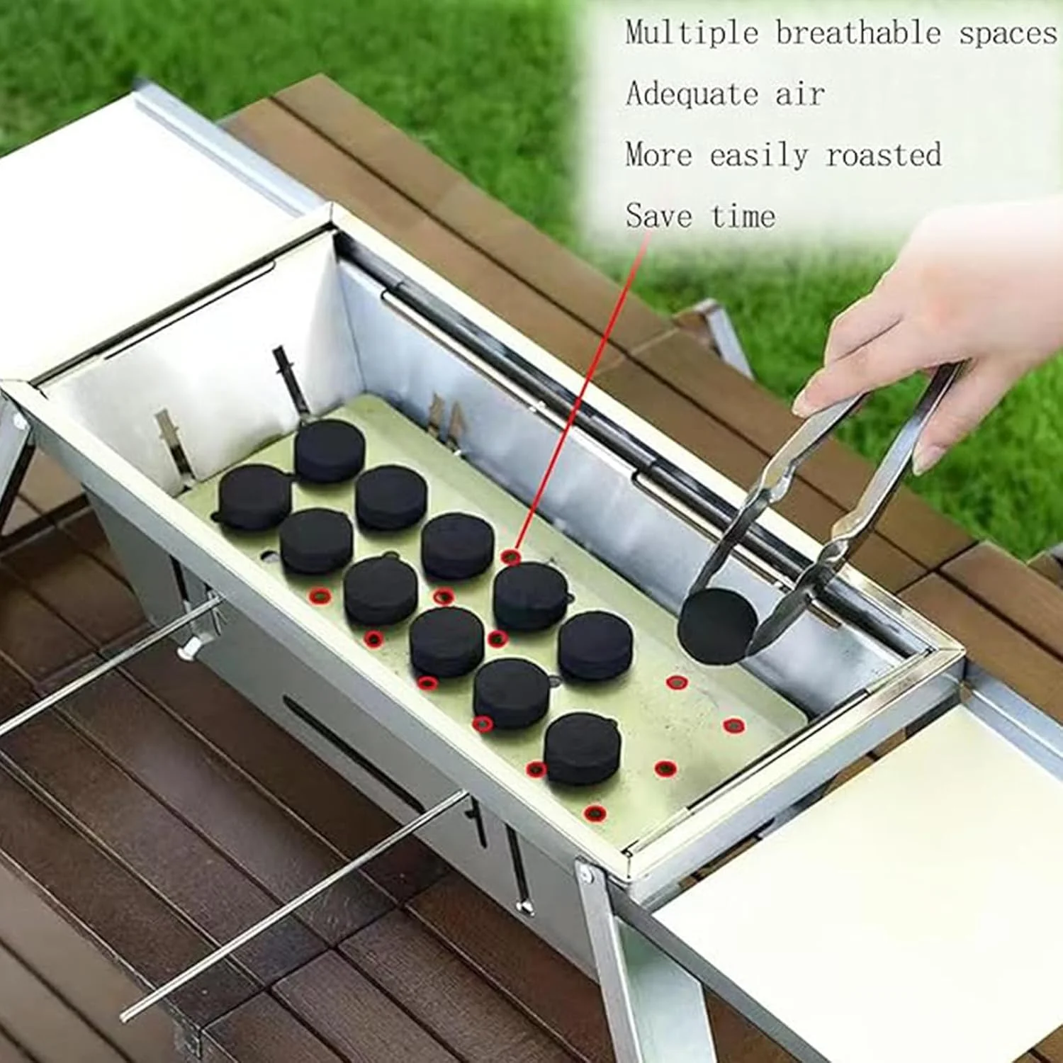 باربیکیو ذغالی قابل حمل با کیف حمل، باربیکیو کوچک تاشو استیل ضد زنگ برای 1-5 نفر، باربیکیو رومیزی فضای باز برای پخت و پز مسافرتی، شامل دستکش و کیف حمل و سیخ کباب با دسته چوبی باربیکیو ذغالی قابل حمل با کیف حمل، باربیکیو کوچک تاشو استیل ضد زنگ برای 1-5 نفر، باربیکیو رومیزی فضای باز برای پخت و پز مسافرتی، شامل دستکش و کیف حمل و سیخ کباب با دسته چوبی