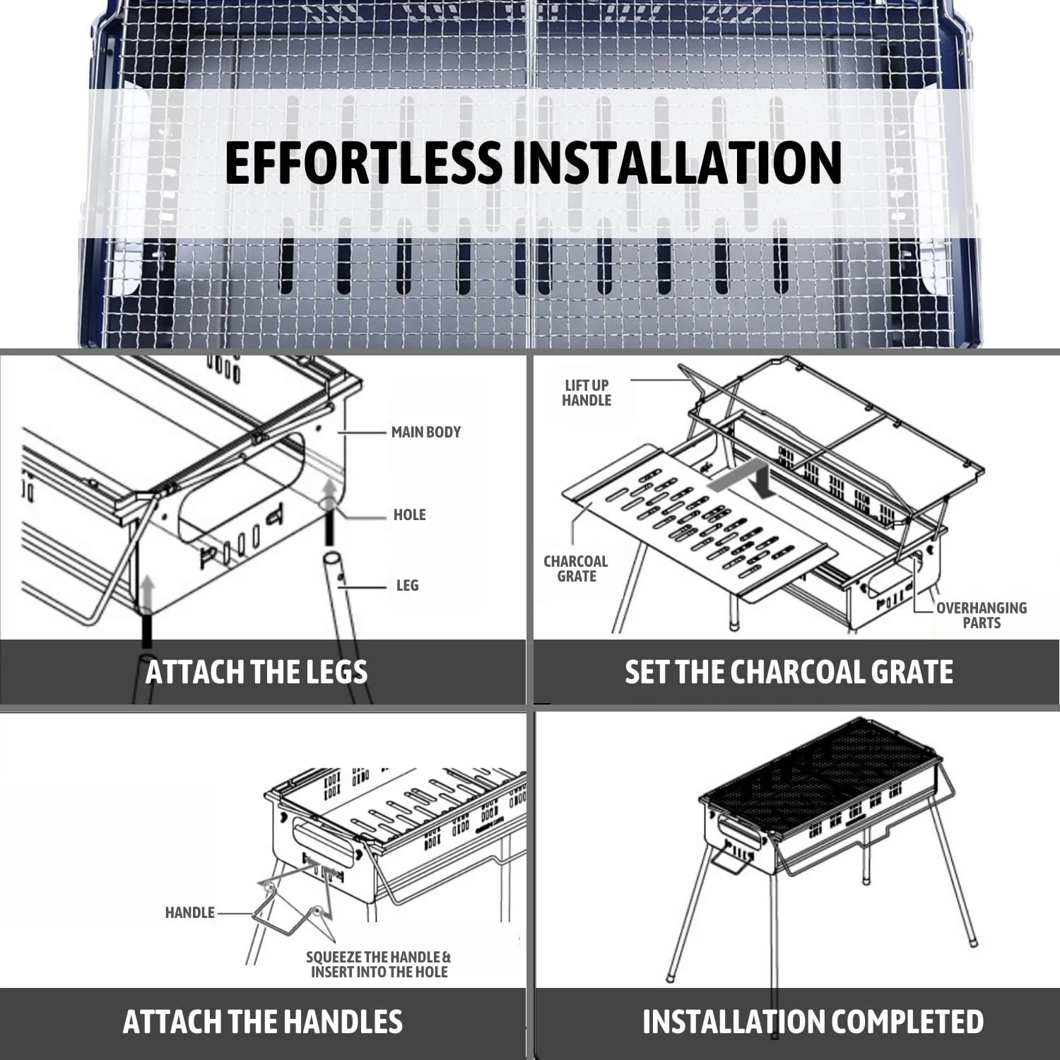پروکمپ | ساخت ژاپن | باربیکیو زغالی با توری قابل تنظیم - مقاوم در برابر زنگ زدگی، قابل حمل | مناسب برای 5-7 نفر | جدا سازی آسان برای کمپینگ در فضای باز، پخت و پز در پاسیو، مهمانی باربیکیو پروکمپ | ساخت ژاپن | باربیکیو زغالی با توری قابل تنظیم - مقاوم در برابر زنگ زدگی، قابل حمل | مناسب برای 5-7 نفر | جدا سازی آسان برای کمپینگ در فضای باز، پخت و پز در پاسیو، مهمانی باربیکیو