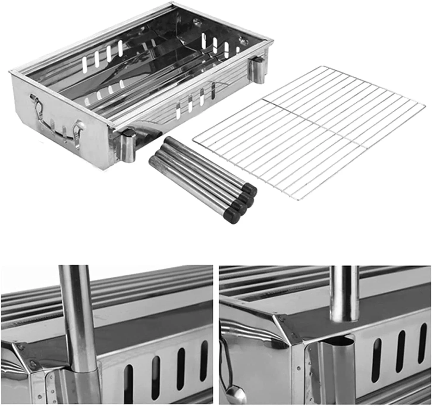 باربیکیو ذغالی تاشو استیل ضد زنگ QDDVGTGDS، مناسب کمپینگ، کباب پز، اجاق گاز ذغالی قابل حمل برای فضای باز و داخل خانه باربیکیو ذغالی تاشو استیل ضد زنگ QDDVGTGDS، مناسب کمپینگ، کباب پز، اجاق گاز ذغالی قابل حمل برای فضای باز و داخل خانه