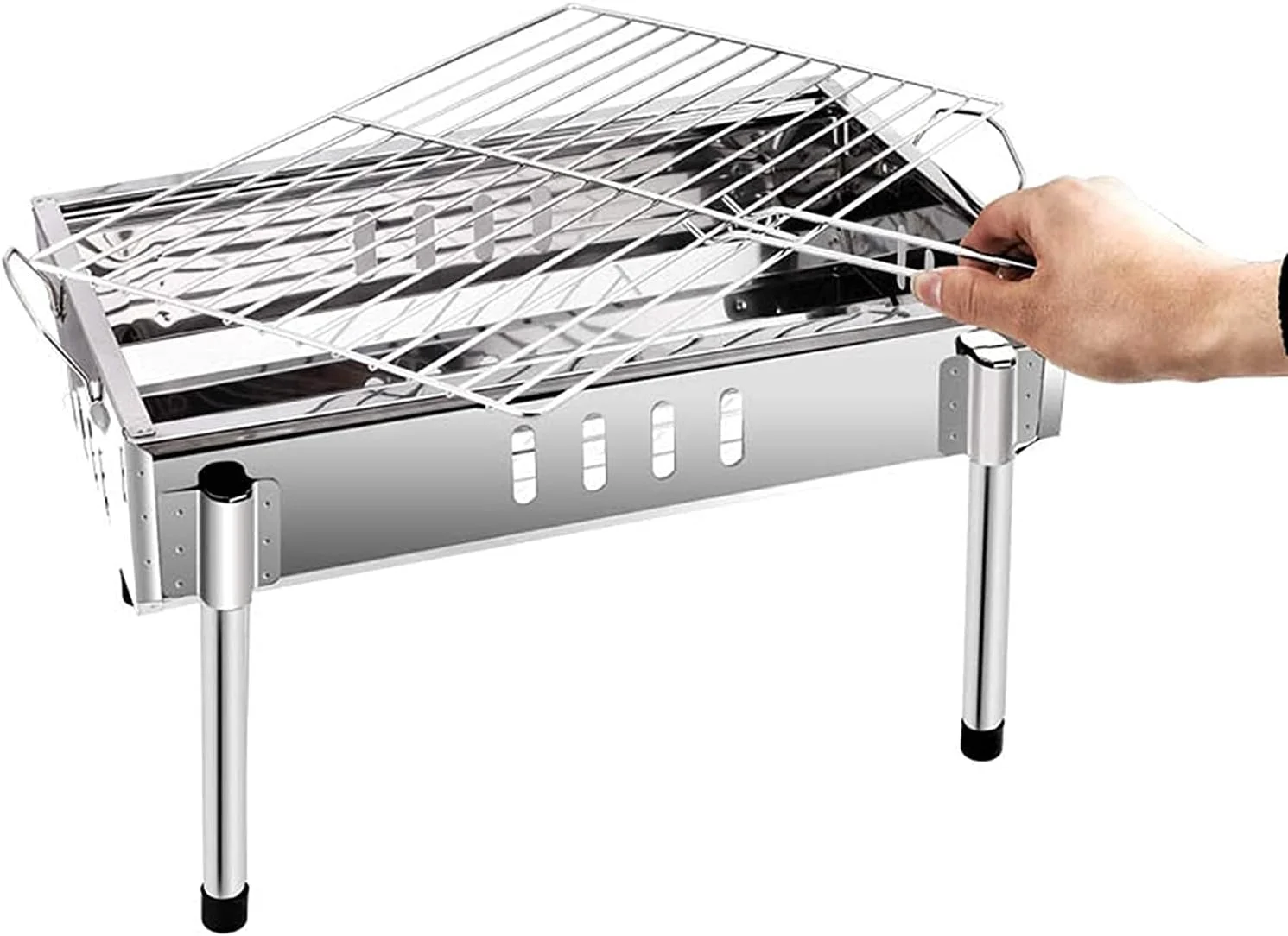 باربیکیو ذغالی تاشو استیل ضد زنگ QDDVGTGDS، مناسب کمپینگ، کباب پز، اجاق گاز ذغالی قابل حمل برای فضای باز و داخل خانه باربیکیو ذغالی تاشو استیل ضد زنگ QDDVGTGDS، مناسب کمپینگ، کباب پز، اجاق گاز ذغالی قابل حمل برای فضای باز و داخل خانه