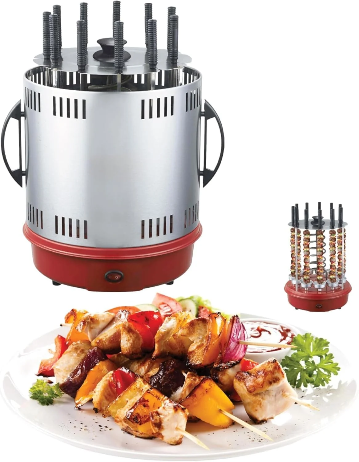 دستگاه کباب پز برقی چرخشی 1500 وات با 11 سیخ و چرخش 360 درجه اتوماتیک - کباب پز بدون دود برای خانه، آشپزخانه، فضای باز - مدل SF5950RBQ