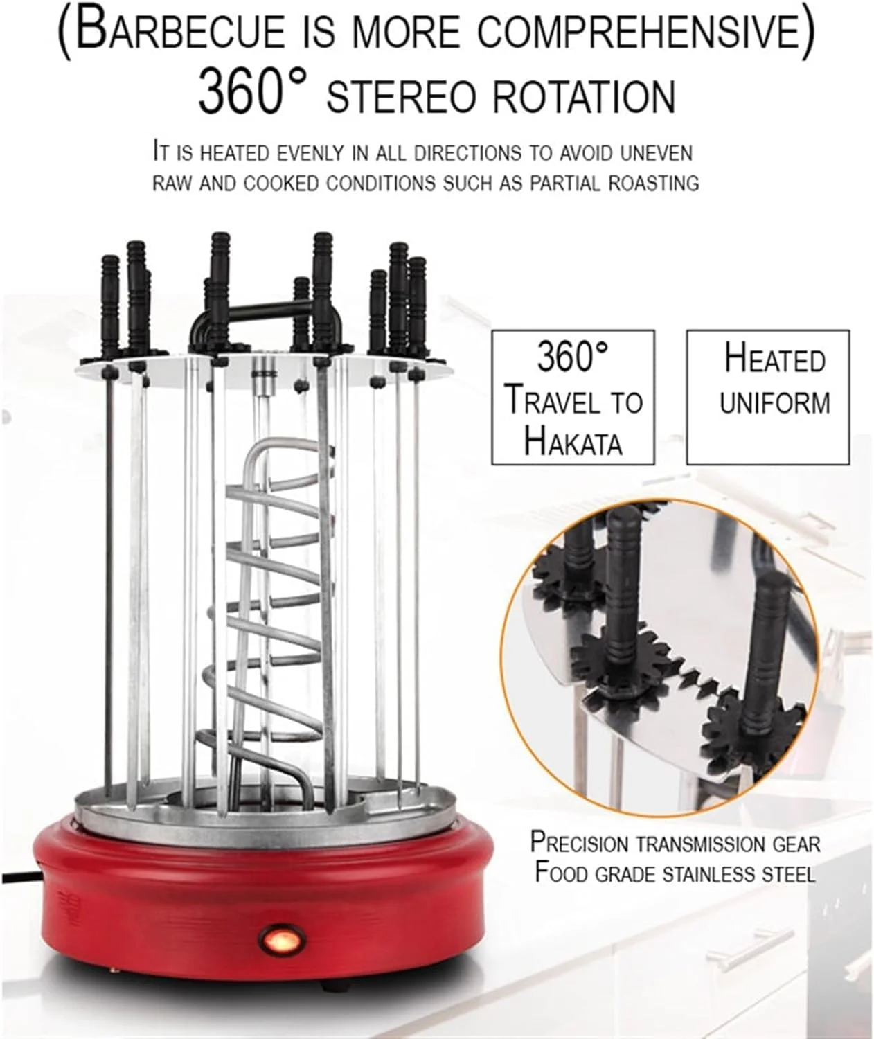دستگاه کباب پز برقی SJHDKLW، باربیکیو گردان اتوماتیک بدون دود، اجاق گرم کننده کباب با گرمایش سریع و تمیز کردن آسان (6 سیخ) دستگاه کباب پز برقی SJHDKLW، باربیکیو گردان اتوماتیک بدون دود، اجاق گرم کننده کباب با گرمایش سریع و تمیز کردن آسان (6 سیخ)