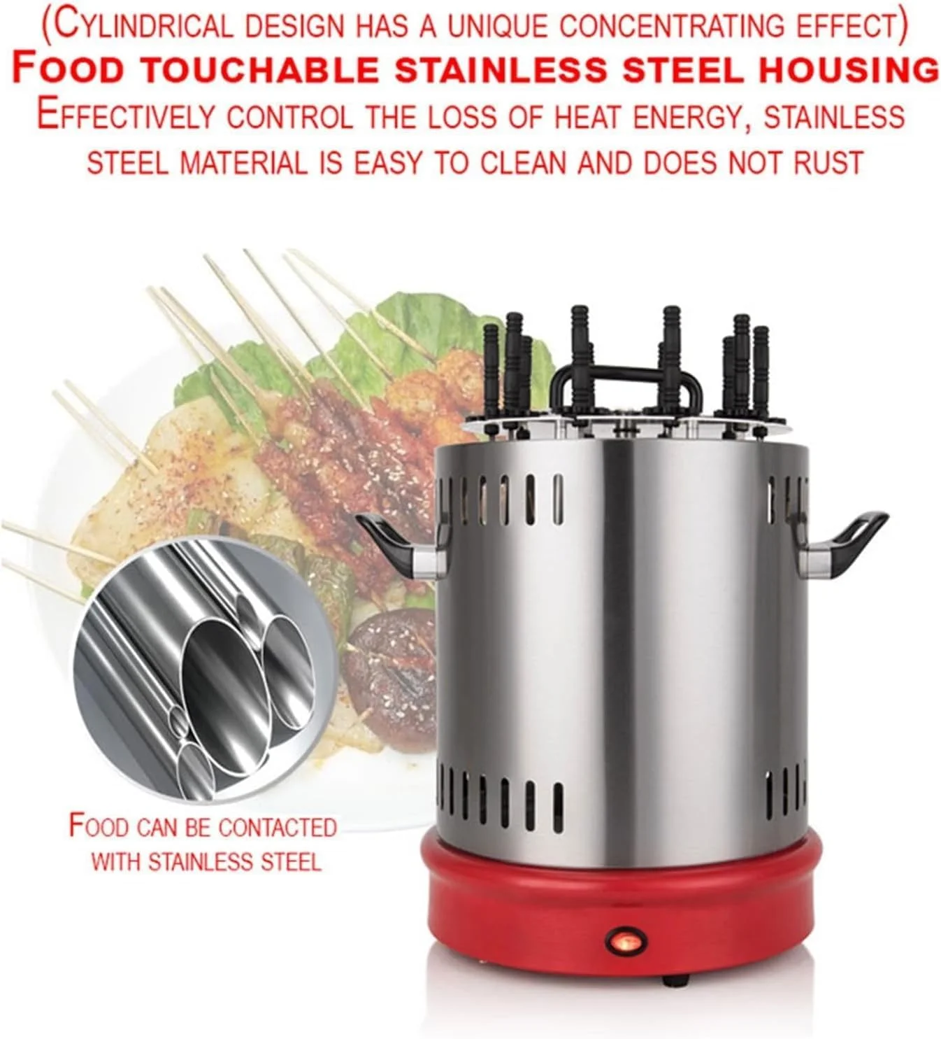 دستگاه کباب پز برقی SJHDKLW، باربیکیو گردان اتوماتیک بدون دود، اجاق گرم کننده کباب با گرمایش سریع و تمیز کردن آسان (6 سیخ) دستگاه کباب پز برقی SJHDKLW، باربیکیو گردان اتوماتیک بدون دود، اجاق گرم کننده کباب با گرمایش سریع و تمیز کردن آسان (6 سیخ)