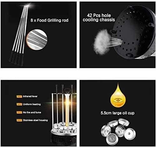 گریل تنوری چرخشی عمودی حرفه ای Skipdr - دستگاه کباب پز برقی رومیزی، دستگاه پخت چرخشی، استیل ضد زنگ با لوازم پخت، سیخ های کباب مقاوم در برابر لک، مناسب برای استفاده خانگی گریل تنوری چرخشی عمودی حرفه ای Skipdr - دستگاه کباب پز برقی رومیزی، دستگاه پخت چرخشی، استیل ضد زنگ با لوازم پخت، سیخ های کباب مقاوم در برابر لک، مناسب برای استفاده خانگی