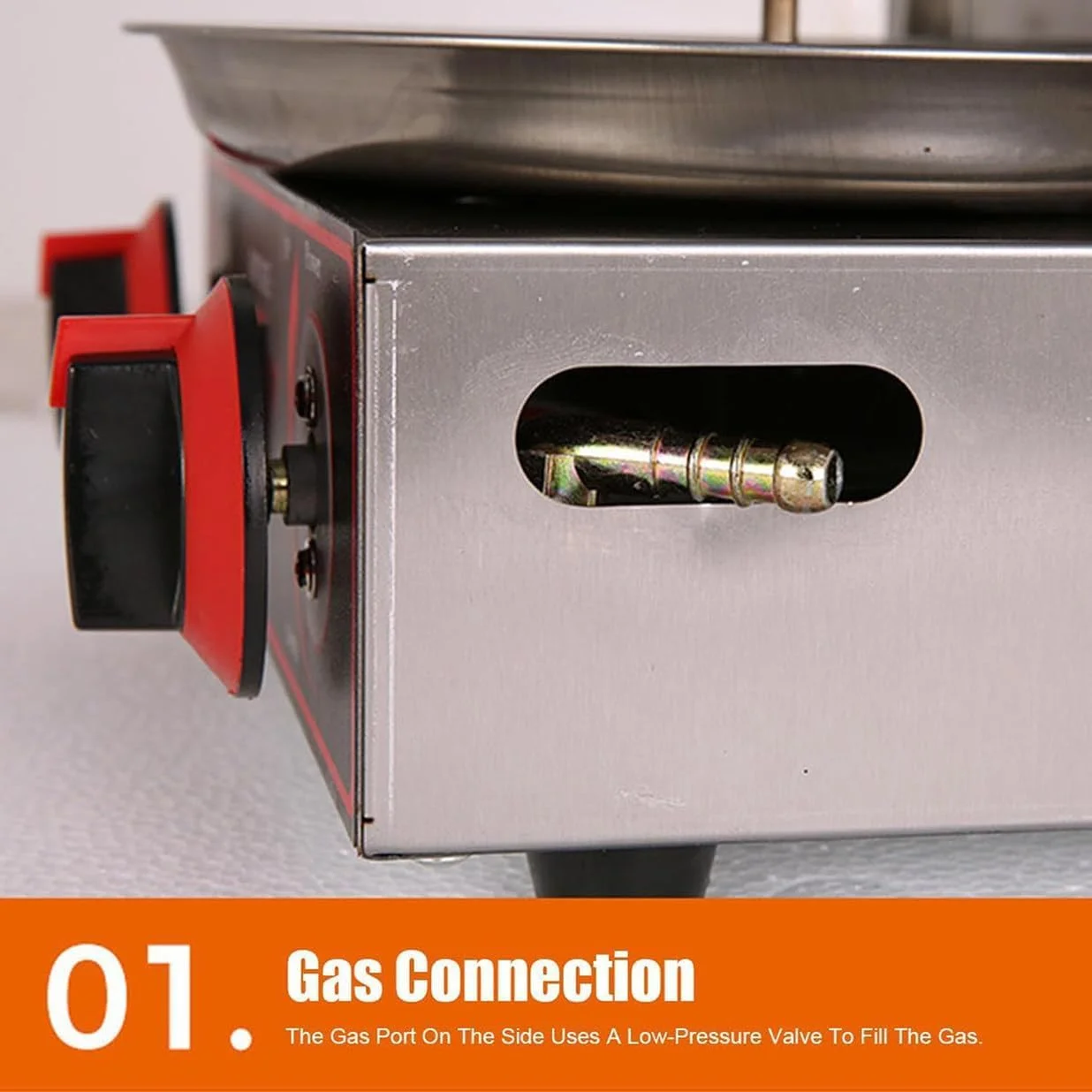 دستگاه گریل عمودی، دستگاه کباب ترکی گازی چرخان 360 درجه، با 3 مشعل، سینی جمع آوری گوشت، تجهیزات گازی گریل چرخشی، برای استفاده در آشپزخانه منزل و رستوران، نقره ای