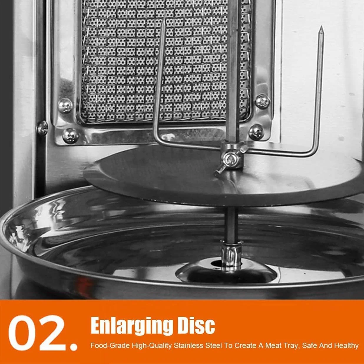 دستگاه گریل عمودی، دستگاه کباب ترکی گازی چرخان 360 درجه، با 3 مشعل، سینی جمع آوری گوشت، تجهیزات گازی گریل چرخشی، برای استفاده در آشپزخانه منزل و رستوران، نقره ای