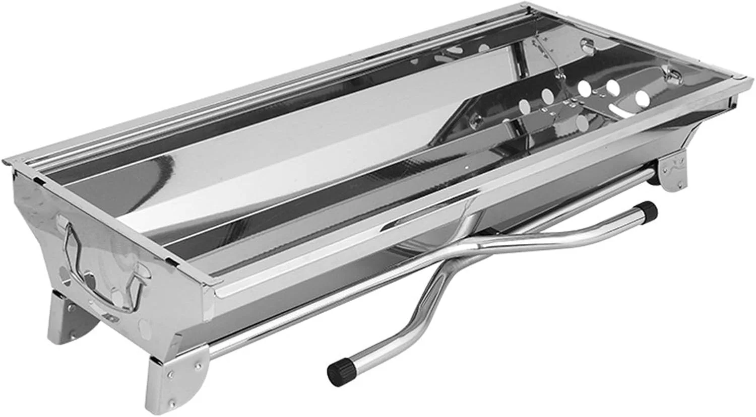 باربیکیو تاشو استیل ضد زنگ ZLQHDG مناسب برای پیک نیک و کباب پز، اجاق ذغالی نقره ای مناسب برای 3-6 نفر