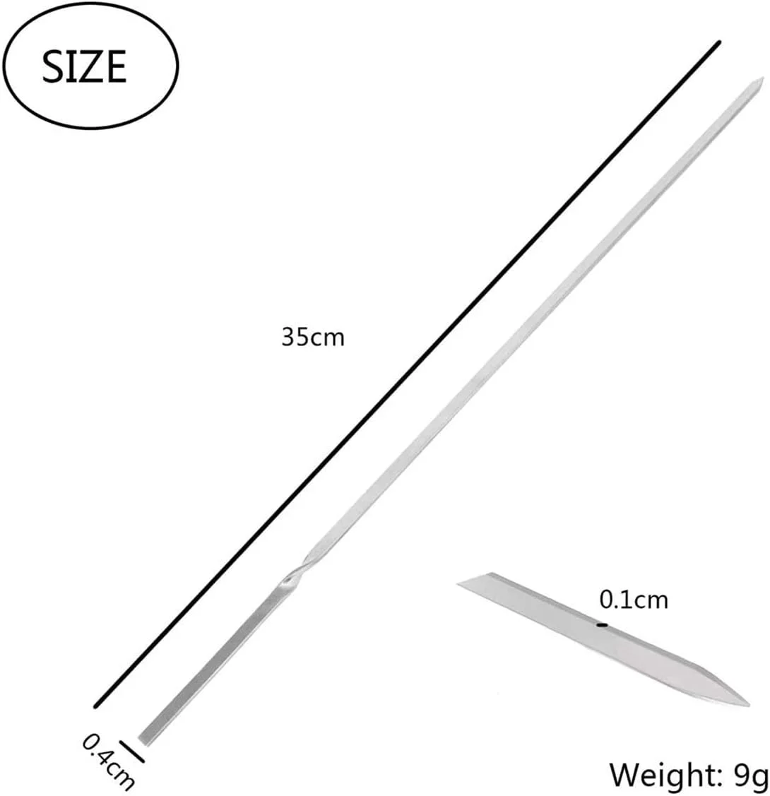 ۵۰ عدد سیخ کباب استیل قابل استفاده مجدد، سیخ های فلزی تخت باربیکیو، سیخ های شیشلیک، سیخ های گریل گوشت، لوازم جانبی کمپینگ ۵۰ عدد سیخ کباب استیل قابل استفاده مجدد، سیخ های فلزی تخت باربیکیو، سیخ های شیشلیک، سیخ های گریل گوشت، لوازم جانبی کمپینگ