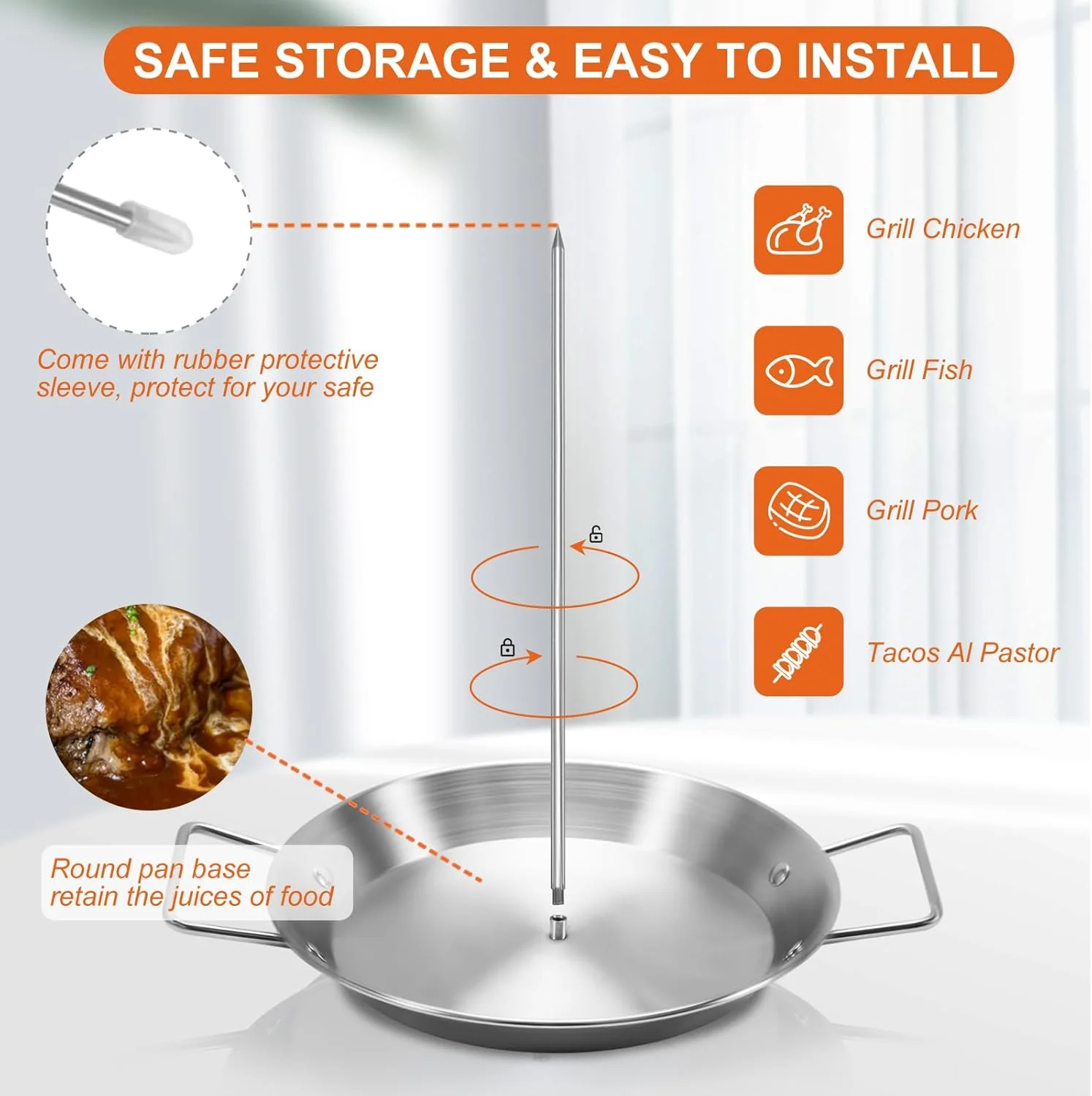 سیخ آل پاستور برای گریل، سیخ عمودی استیل ضد زنگ، پایه سیخ عمودی برزیلی با 3 میخ جداشدنی (8 اینچ/10 اینچ/12 اینچ) و برس، برای تاکو آل پاستور، کباب شاورما، فر دودی، ظروف باربیکیو سیخ آل پاستور برای گریل، سیخ عمودی استیل ضد زنگ، پایه سیخ عمودی برزیلی با 3 میخ جداشدنی (8 اینچ/10 اینچ/12 اینچ) و برس، برای تاکو آل پاستور، کباب شاورما، فر دودی، ظروف باربیکیو
