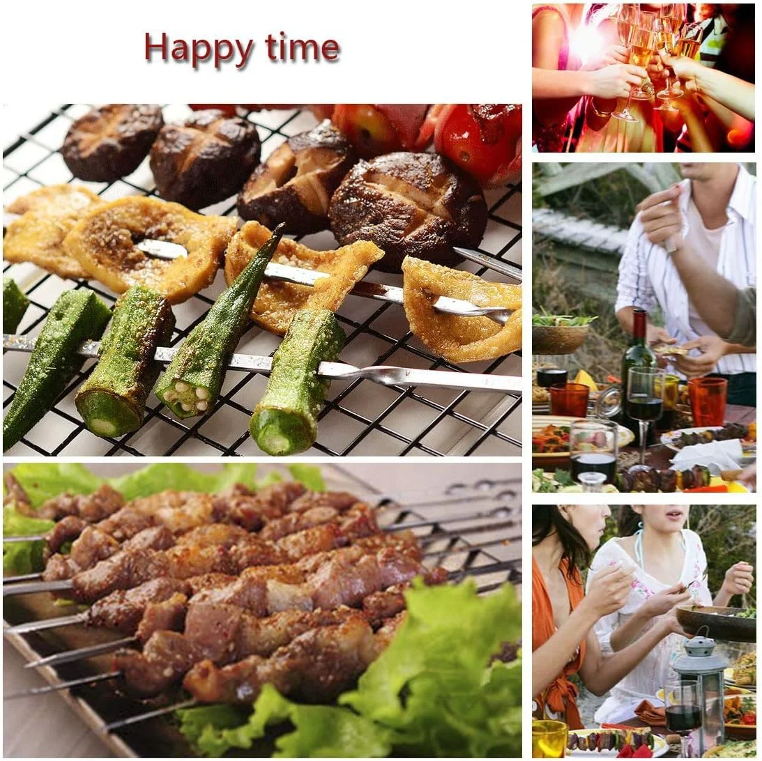 ۵۰ عدد سیخ کباب استیل قابل استفاده مجدد، سیخ های فلزی تخت باربیکیو، سیخ های شیشلیک، سیخ های گریل گوشت، لوازم جانبی کمپینگ ۵۰ عدد سیخ کباب استیل قابل استفاده مجدد، سیخ های فلزی تخت باربیکیو، سیخ های شیشلیک، سیخ های گریل گوشت، لوازم جانبی کمپینگ
