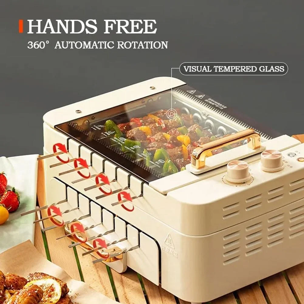 دستگاه کباب پز برقی SUCRFXJ، دستگاه سیخ گردان 360 درجه اتوماتیک، باربیکیو بدون دود دو لایه نچسب خانگی، قابلمه باربیکیو برای کمپینگ در فضای داخلی و خارجی دستگاه کباب پز برقی SUCRFXJ، دستگاه سیخ گردان 360 درجه اتوماتیک، باربیکیو بدون دود دو لایه نچسب خانگی، قابلمه باربیکیو برای کمپینگ در فضای داخلی و خارجی