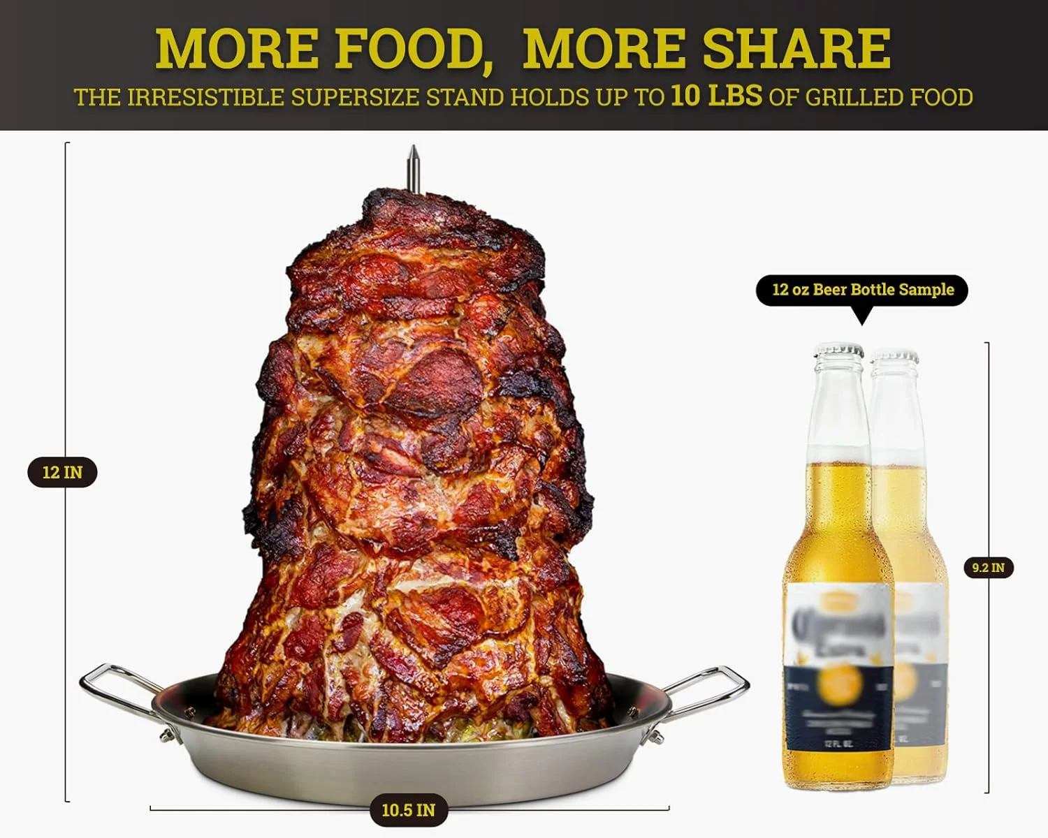 سیخ بزرگ ۱۲ اینچی آل پاستور برای گریل - سیخ عمودی شامل میله استیل ۷ اینچی و میخ های افزایشی ۴ اینچی - پایه استکر باربیکیو مناسب برای شاورما، مرغ کامل و کباب سیخ بزرگ ۱۲ اینچی آل پاستور برای گریل - سیخ عمودی شامل میله استیل ۷ اینچی و میخ های افزایشی ۴ اینچی - پایه استکر باربیکیو مناسب برای شاورما، مرغ کامل و کباب