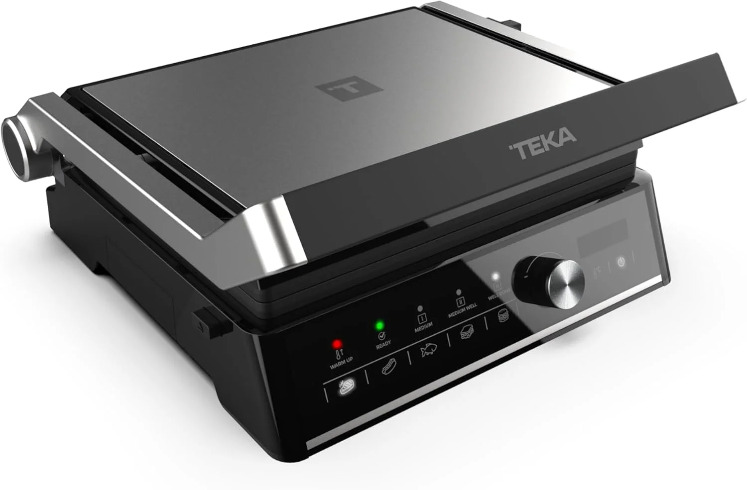 گریل برقی چندکاره Teka EliteGrill، پنل کنترل لمسی دیجیتال، 5 برنامه خودکار، باز شدن 180 درجه، سینی چربی گیر، صفحات جداشدنی برای تمیز کردن آسان