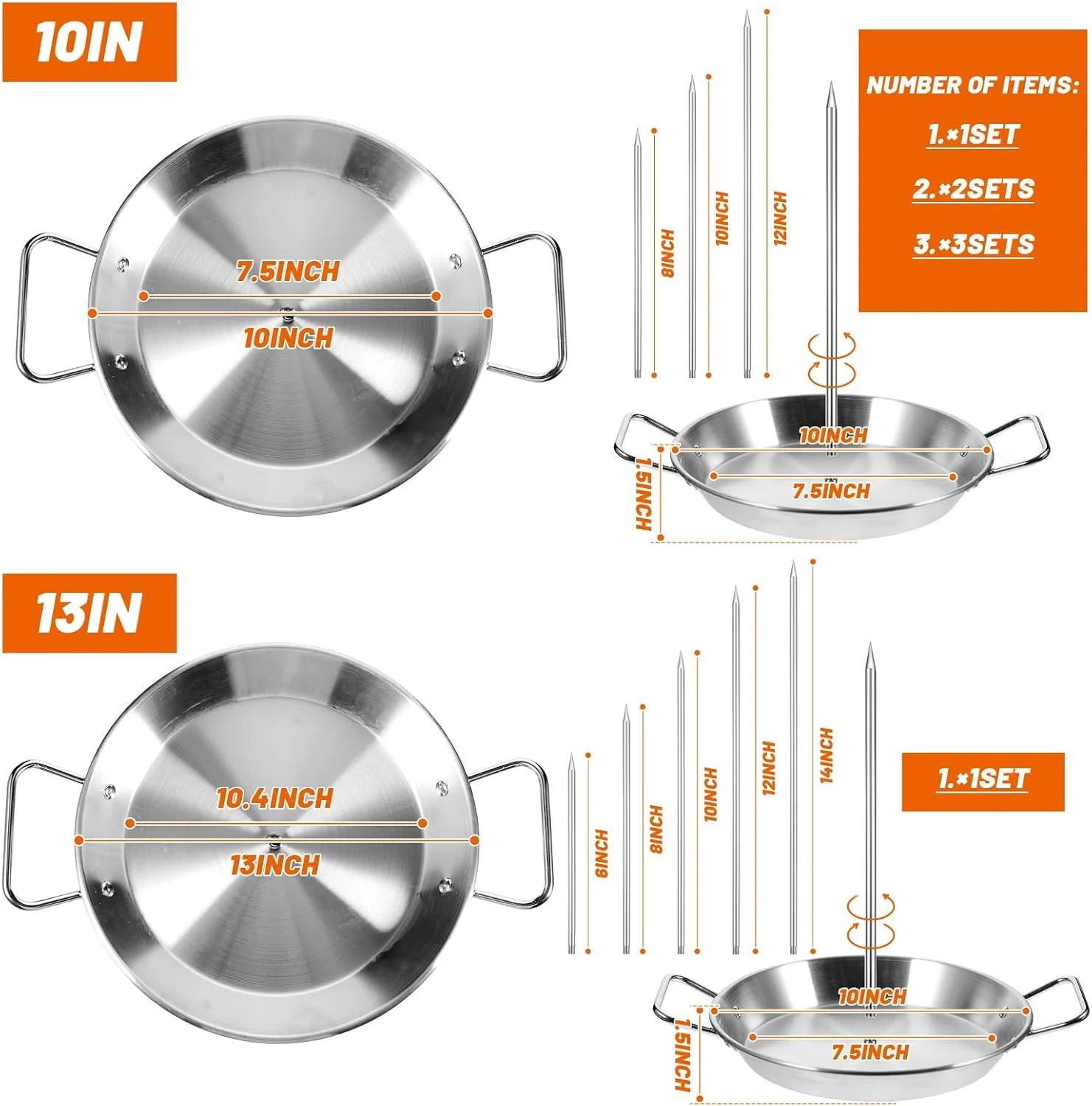 تِسکو برای شما، یک ست سیخ عمودی 10 اینچی آل پاستور، سینی گریل روتاری، پایه سیخ کباب استیل ضد زنگ برای فر، کباب و تاکو آل پاستور، به همراه میخ های قابل جابجایی