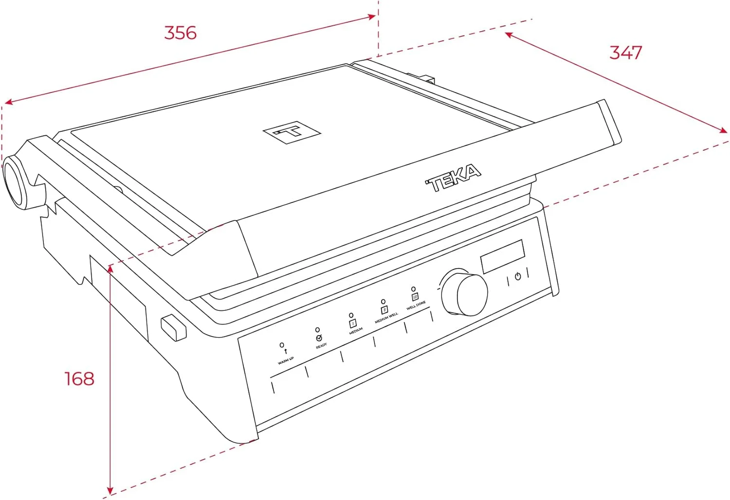 گریل برقی چندکاره Teka EliteGrill، پنل کنترل لمسی دیجیتال، 5 برنامه خودکار، باز شدن 180 درجه، سینی چربی گیر، صفحات جداشدنی برای تمیز کردن آسان