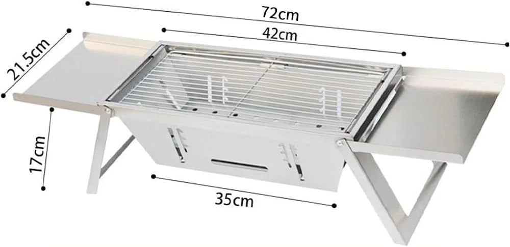 باربیکیو تومویز، مجموعه گریل ذغالی استیل، گریل تاشو با توری گریل، کیف نگهداری و دستکش، مناسب پیک نیک کمپینگ در فضای باز، 41 * 21.5 * 10 سانتی متر