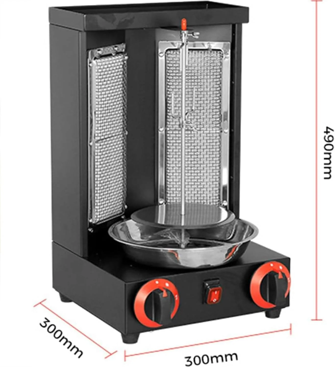 دستگاه کباب ترکی و دونر کباب تهونگمای، گریل کباب برقی، کباب پز عمودی، جوجه گردان گوشت با تنظیم دما 50-350 درجه سانتیگراد برای آشپزخانه تجاری و خانگی، مشکی