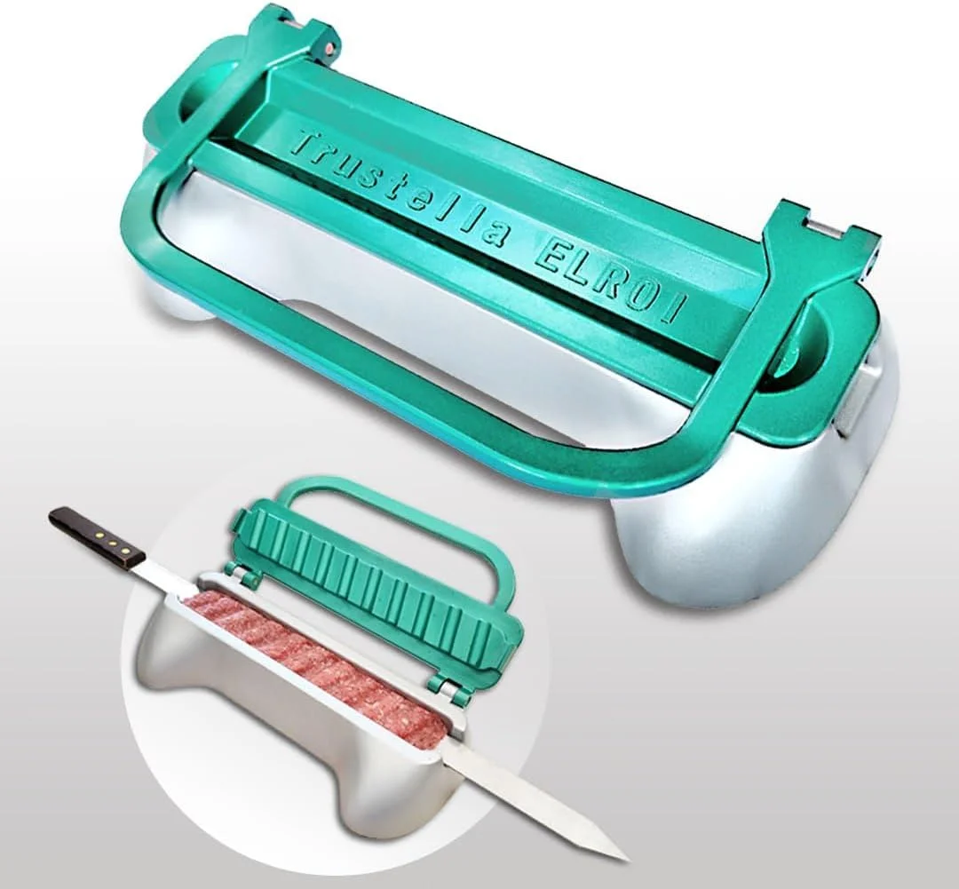 دستگاه کباب ساز نهایی: آلومینیوم سنگین با تفلون بهداشتی، دستگاه آسان سیخ زدن، کباب های حرفه ای درست کنید، ابزار ضروری گریل (سبز-نقره ای)