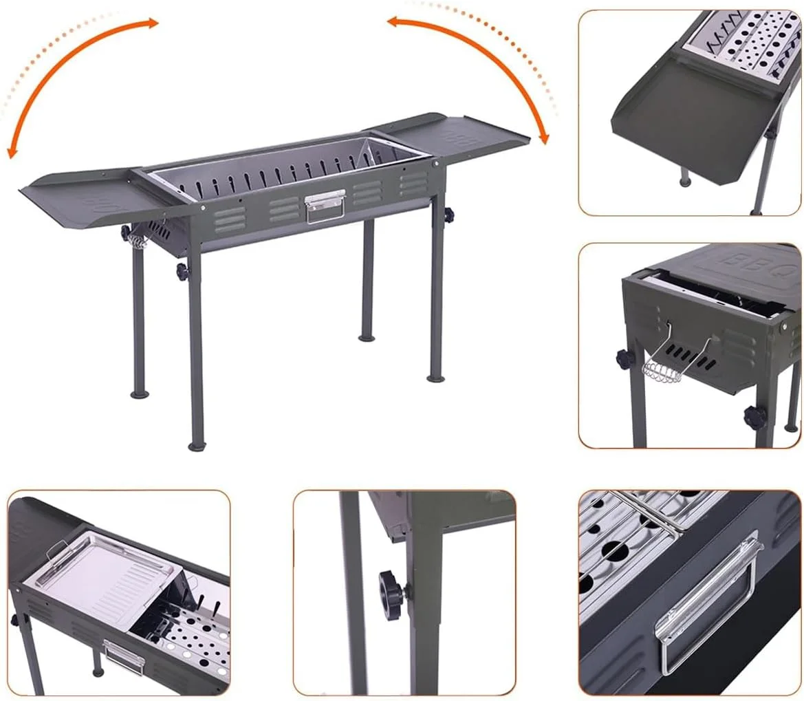 باربیکیو ذغالی تاشو مناسب برای کباب، پیکنیک، مسافرت، کمپینگ، با قابلیت استفاده در حیاط، باغ و فضای باز، مناسب برای 5 تا 15 نفر