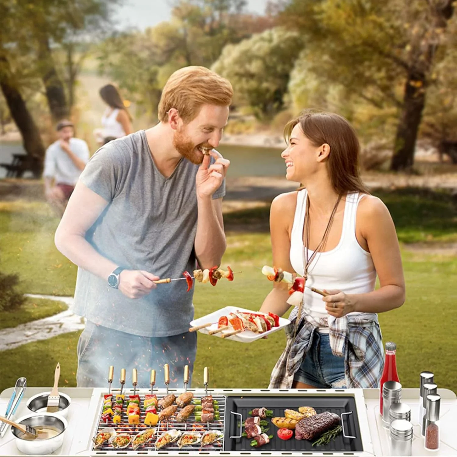 باربیکیو ذغالی قابل حمل VUCATIN، گریل استیل ضد زنگ فضای باز، گریل ذغالی تاشو قابل حمل برای پخت و پز، کمپینگ، پیاده روی، پیک نیک، پاسیو، حیاط بزرگ (سفید) باربیکیو ذغالی قابل حمل VUCATIN، گریل استیل ضد زنگ فضای باز، گریل ذغالی تاشو قابل حمل برای پخت و پز، کمپینگ، پیاده روی، پیک نیک، پاسیو، حیاط بزرگ (سفید)