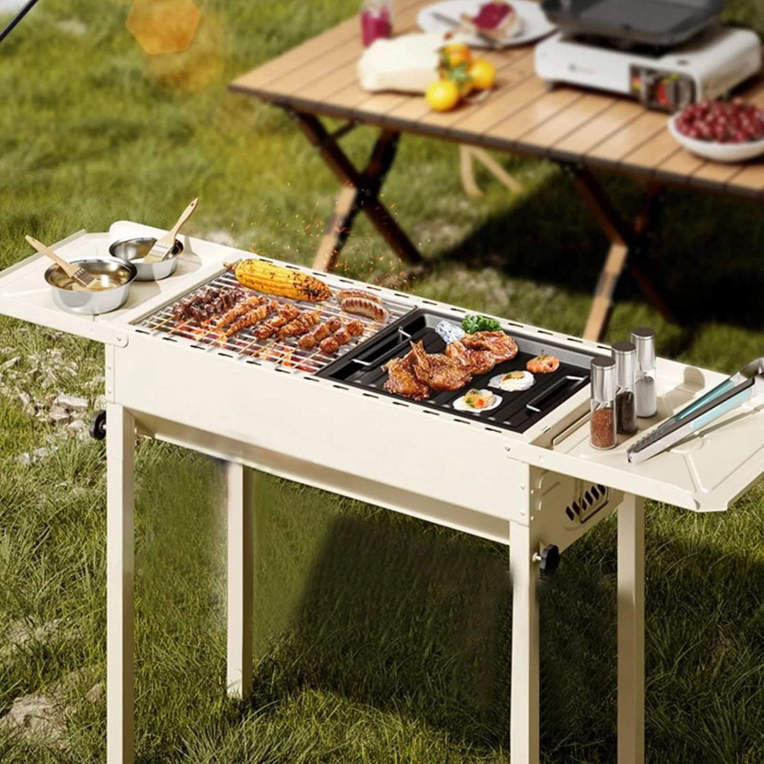 باربیکیو ذغالی قابل حمل VUCATIN، گریل استیل ضد زنگ فضای باز، گریل ذغالی تاشو قابل حمل برای پخت و پز، کمپینگ، پیاده روی، پیک نیک، پاسیو، حیاط بزرگ (سفید) باربیکیو ذغالی قابل حمل VUCATIN، گریل استیل ضد زنگ فضای باز، گریل ذغالی تاشو قابل حمل برای پخت و پز، کمپینگ، پیاده روی، پیک نیک، پاسیو، حیاط بزرگ (سفید)