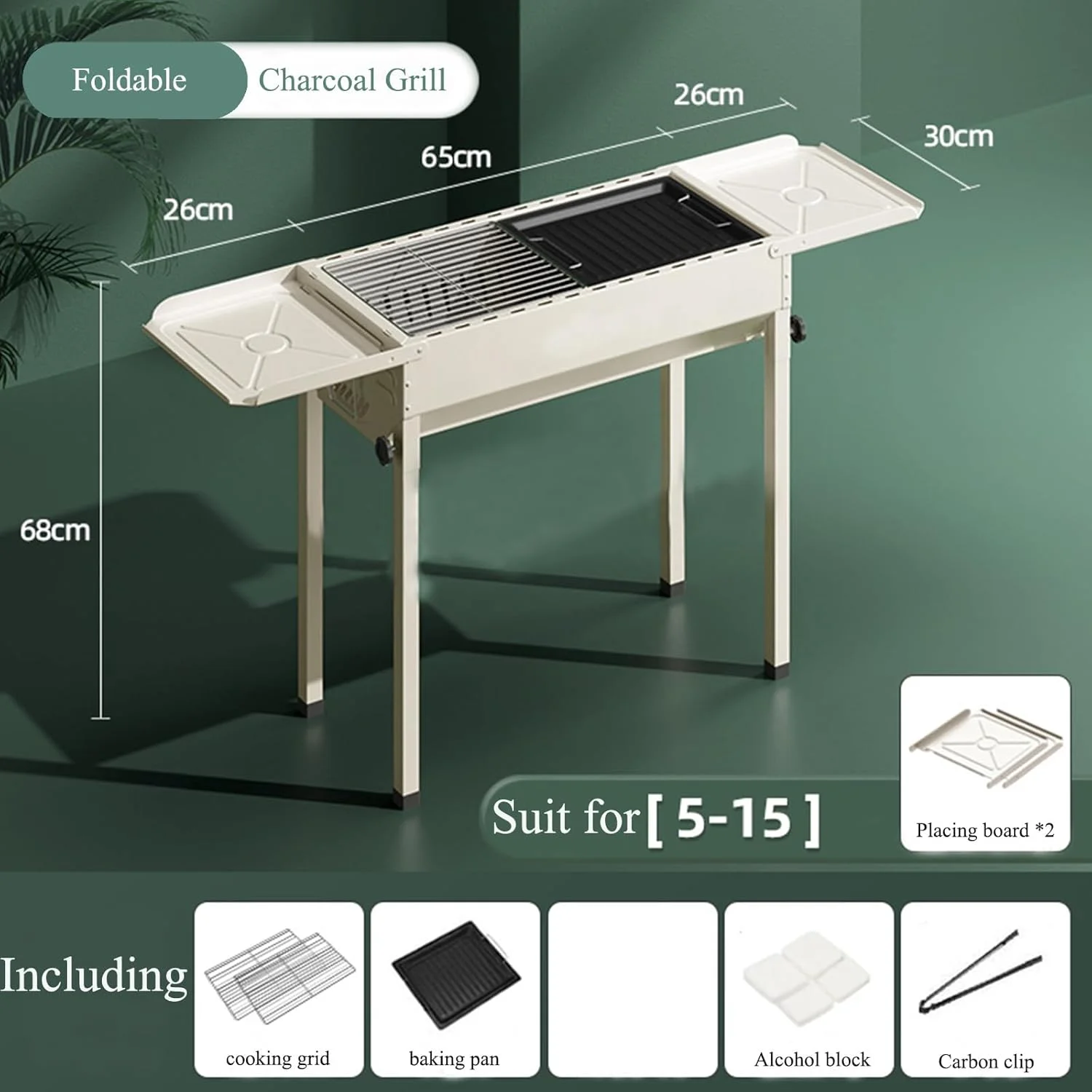 باربیکیو ذغالی قابل حمل VUCATIN، گریل استیل ضد زنگ فضای باز، گریل ذغالی تاشو قابل حمل برای پخت و پز، کمپینگ، پیاده روی، پیک نیک، پاسیو، حیاط بزرگ (سفید) باربیکیو ذغالی قابل حمل VUCATIN، گریل استیل ضد زنگ فضای باز، گریل ذغالی تاشو قابل حمل برای پخت و پز، کمپینگ، پیاده روی، پیک نیک، پاسیو، حیاط بزرگ (سفید)