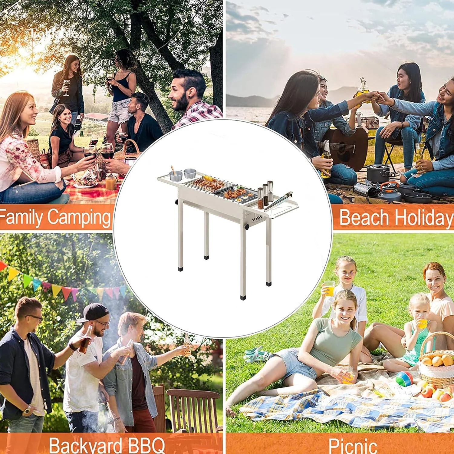 باربیکیو ذغالی قابل حمل VUCATIN، گریل استیل ضد زنگ فضای باز، گریل ذغالی تاشو قابل حمل برای پخت و پز، کمپینگ، پیاده روی، پیک نیک، پاسیو، حیاط بزرگ (سفید) باربیکیو ذغالی قابل حمل VUCATIN، گریل استیل ضد زنگ فضای باز، گریل ذغالی تاشو قابل حمل برای پخت و پز، کمپینگ، پیاده روی، پیک نیک، پاسیو، حیاط بزرگ (سفید)