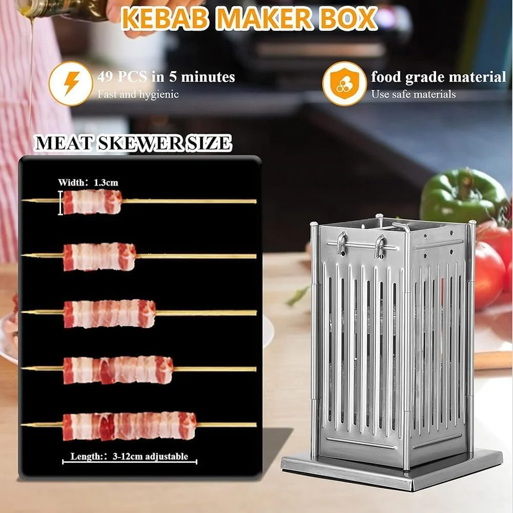 قفس گریل استیل ضد زنگ باربیکیو، دستگاه سیخ گیر گوشت استیل 49 سوراخه، قفس سوزنی سیخ گردان فلزی کباب پز، به همراه 100 عدد چوب بامبو با ارتفاع قابل تنظیم، دستگاه کباب زن قفس گریل استیل ضد زنگ باربیکیو، دستگاه سیخ گیر گوشت استیل 49 سوراخه، قفس سوزنی سیخ گردان فلزی کباب پز، به همراه 100 عدد چوب بامبو با ارتفاع قابل تنظیم، دستگاه کباب زن