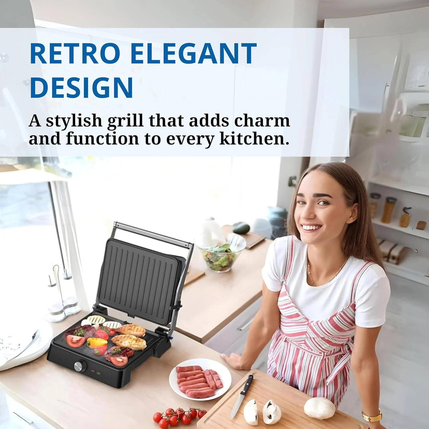 گریل تماسی سری رترو وستینگهاوس آمریکا – 290 x 240 میلیمتر – مشکی | توان 2200 وات، باز شدن 180 درجه، کنترل دما و ارتفاع قابل تنظیم، صفحات نچسب (نسخه امارات) گریل تماسی سری رترو وستینگهاوس آمریکا – 290 x 240 میلیمتر – مشکی | توان 2200 وات، باز شدن 180 درجه، کنترل دما و ارتفاع قابل تنظیم، صفحات نچسب (نسخه امارات)