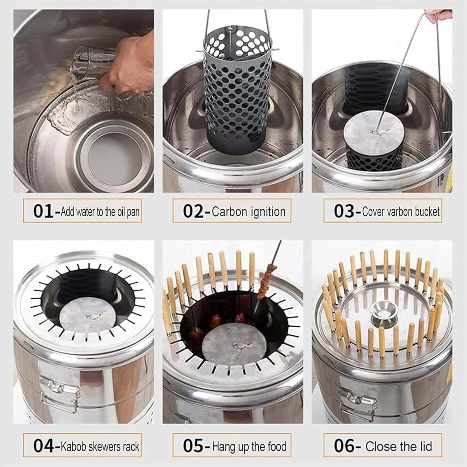 فر چرخشی عمودی YZRDCXM، دستگاه کباب پز بدون دود 20-28، کباب پز خانگی، کباب پز زغالی فضای باز/داخلی، پخت سریع 5-6 دقیقه ای، جدا کننده روغن و کربن