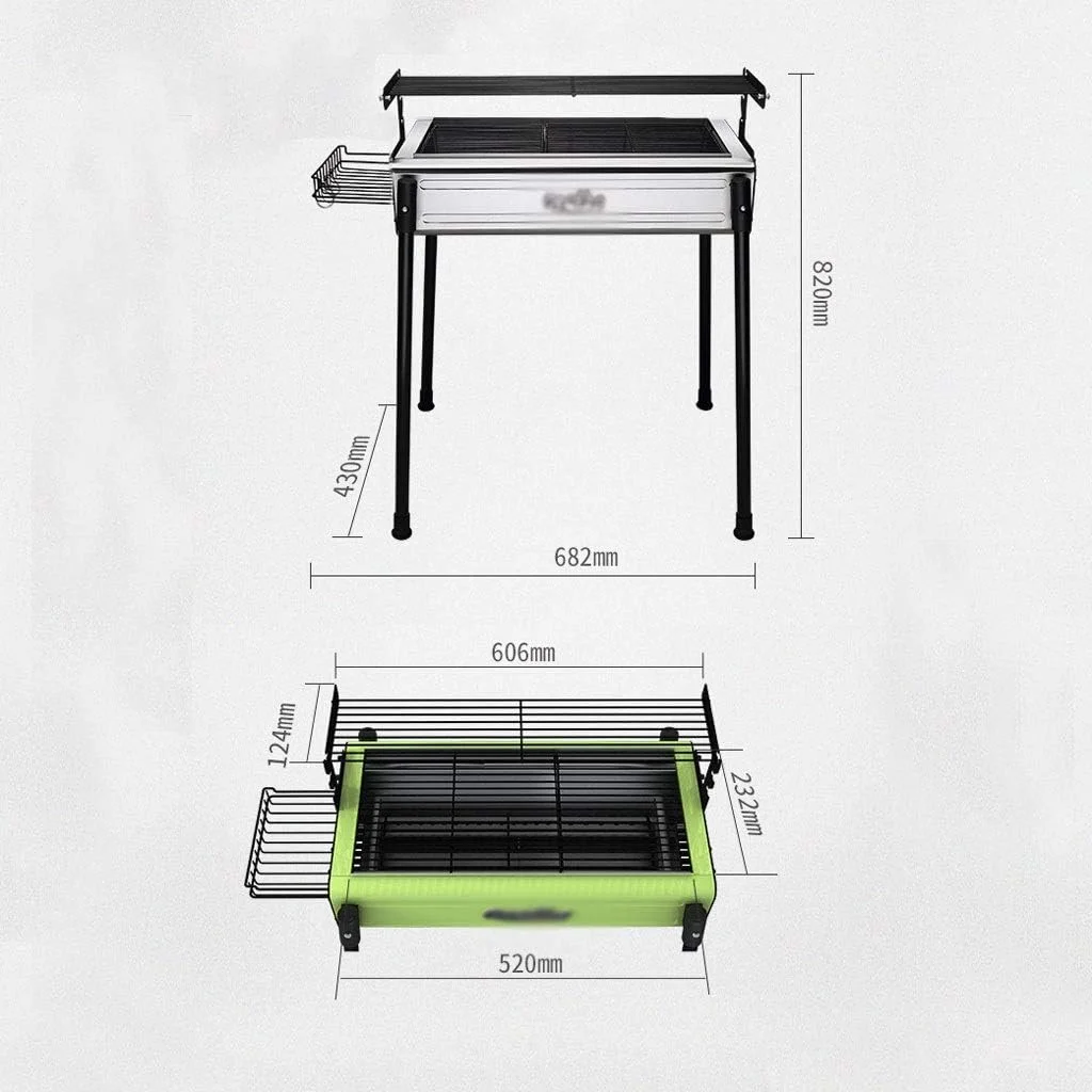 باربیکیو ذغالی خانگی ZLQHDG مناسب برای بیش از 5 نفر، مناسب برای فضای باز (رنگ: نقره ای)