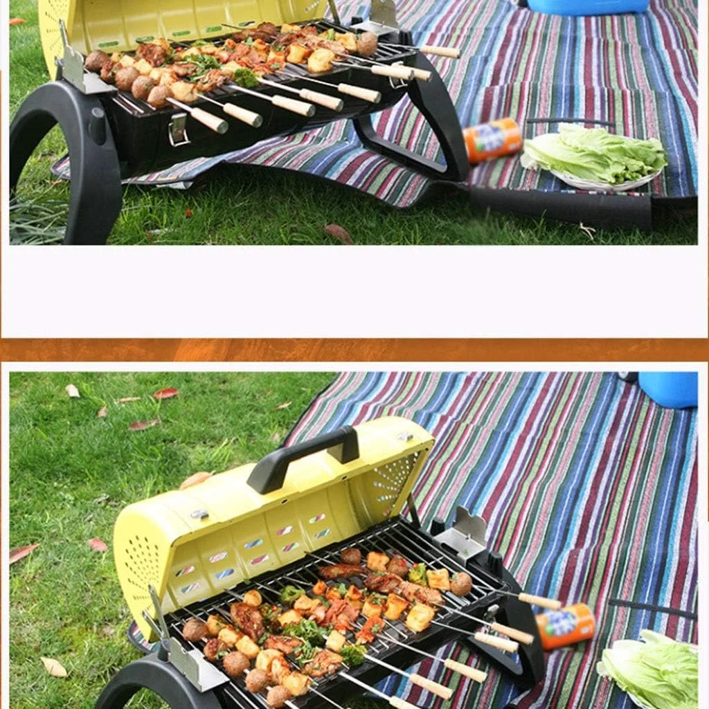 باربیکیو زغالی قابل حمل ZLQHDG مناسب فضای باز و منزل برای بیش از 5 نفر (رنگ: آبی)