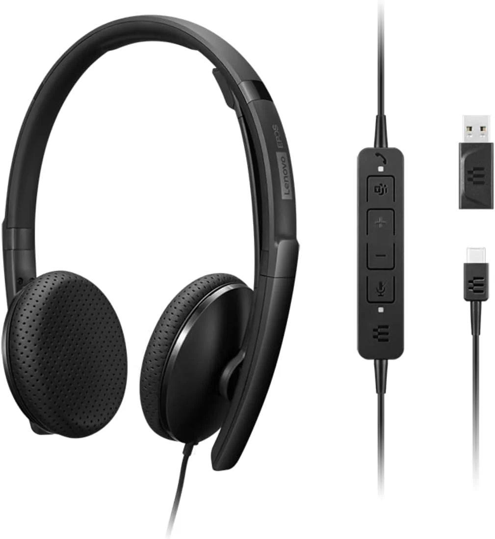 هدست سیمی VoIP لنوو، دارای گواهی Microsoft Teams، مشکی