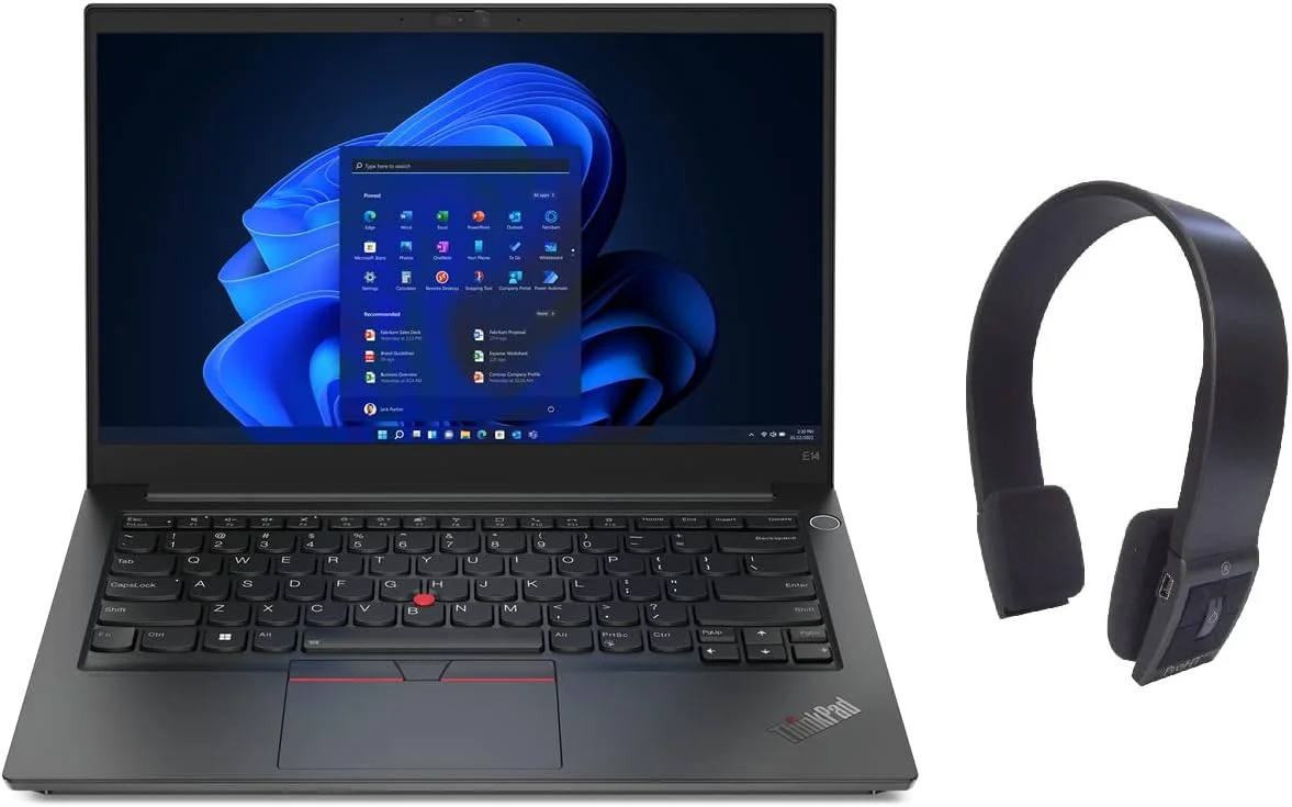 لپ تاپ تجاری لنوو ThinkPad E14 Gen 5، صفحه نمایش 14 اینچی FHD، پردازنده Core i7-1355U، رم 16 گیگابایت، حافظه 512 گیگابایت، ویندوز 11 پرو، مشکی به همراه هدست بلوتوث (مدل نسخه امارات)