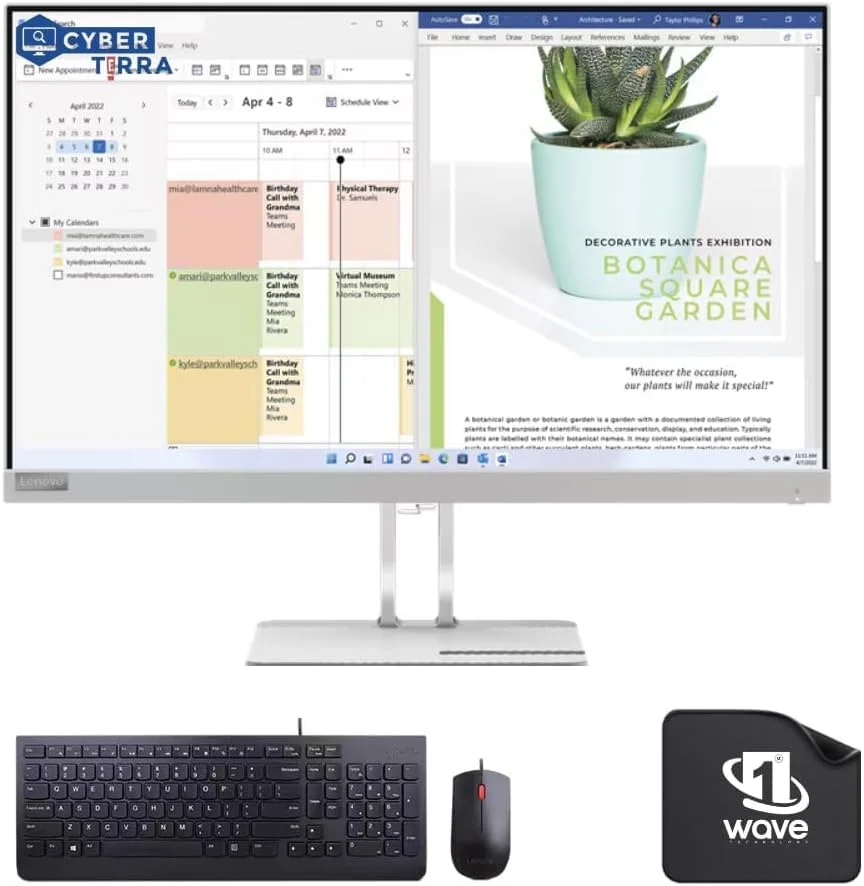 مانیتور 23.8 اینچی لنوو مدل (L24E-40) فول اچ دی به همراه پایه هدست، کیبورد سیمی، ماوس و ماوس پد | ضد انعکاس نور، طراحی باریک، ورودی VGA