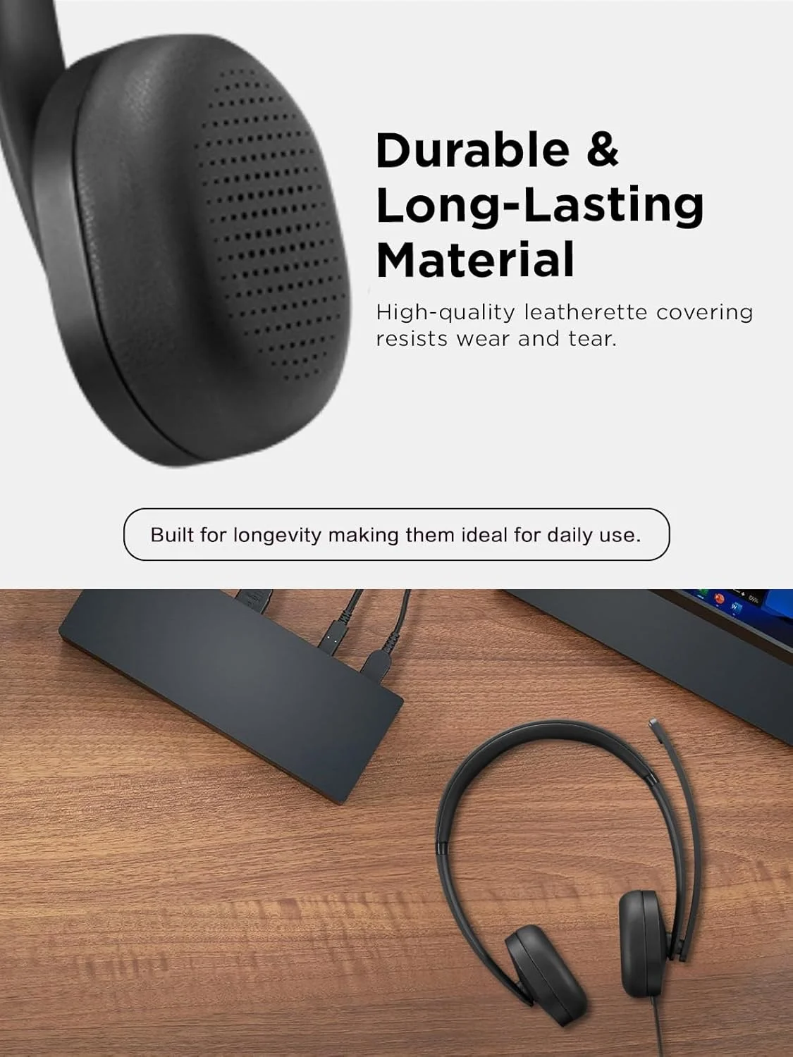 پدهای گوشی جایگزین برای هدست سیمی USB-A لنوو، پدهای گوشی قابل تعویض، فوم حافظه دار، مشکی