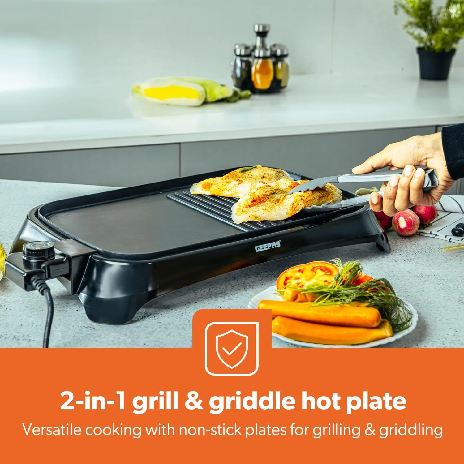 گریل باربیکیو برقی 1600 وات جیپاس مدل Gbg63040، ترموستات قابل تنظیم، نچسب، بدون دود، مناسب برای داخل خانه، دارای درب شیشه ای، محافظت در برابر گرمای بیش از حد و چراغ نشانگر، مشکی گریل باربیکیو برقی 1600 وات جیپاس مدل Gbg63040، ترموستات قابل تنظیم، نچسب، بدون دود، مناسب برای داخل خانه، دارای درب شیشه ای، محافظت در برابر گرمای بیش از حد و چراغ نشانگر، مشکی