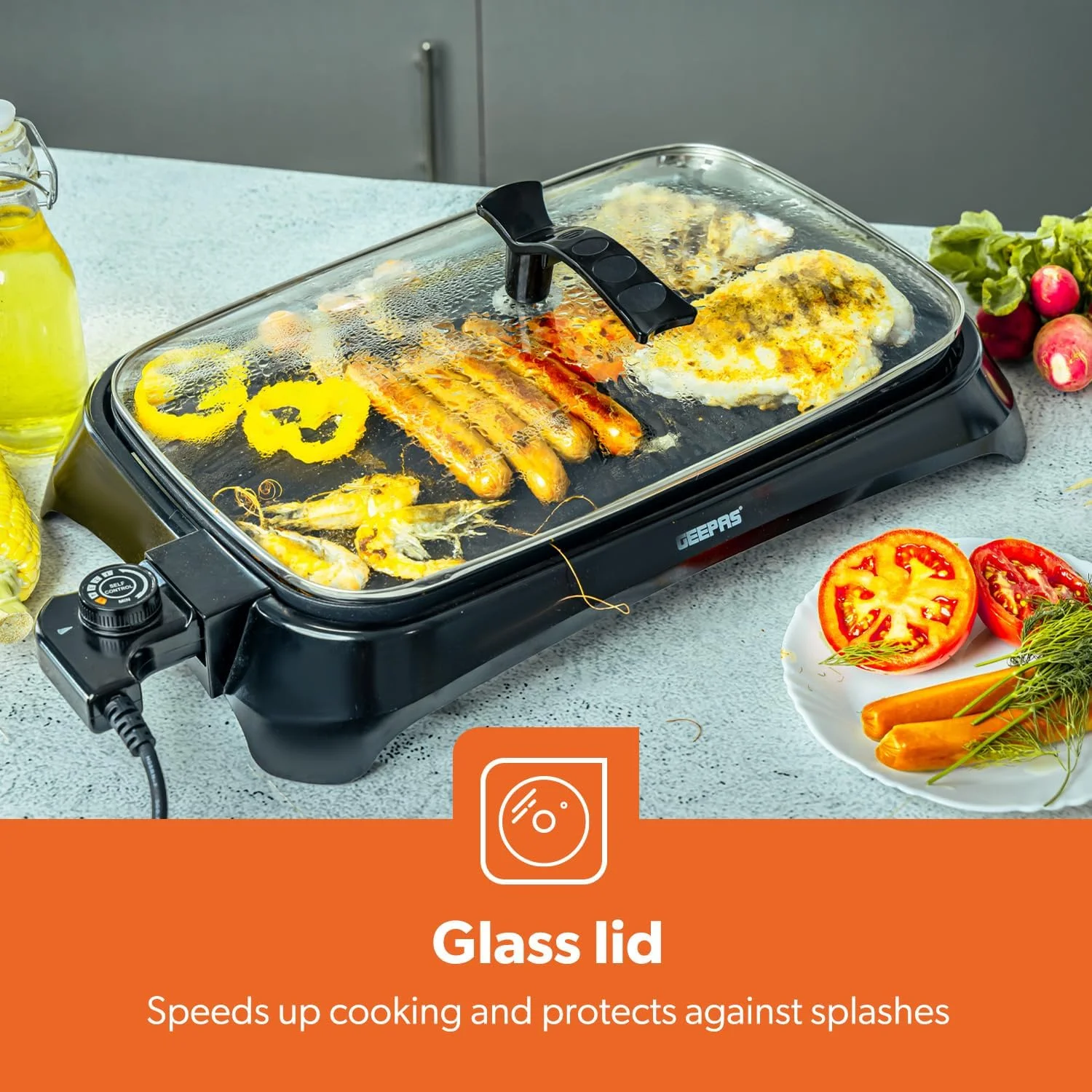 گریل باربیکیو برقی 1600 وات جیپاس مدل Gbg63040، ترموستات قابل تنظیم، نچسب، بدون دود، مناسب برای داخل خانه، دارای درب شیشه ای، محافظت در برابر گرمای بیش از حد و چراغ نشانگر، مشکی گریل باربیکیو برقی 1600 وات جیپاس مدل Gbg63040، ترموستات قابل تنظیم، نچسب، بدون دود، مناسب برای داخل خانه، دارای درب شیشه ای، محافظت در برابر گرمای بیش از حد و چراغ نشانگر، مشکی