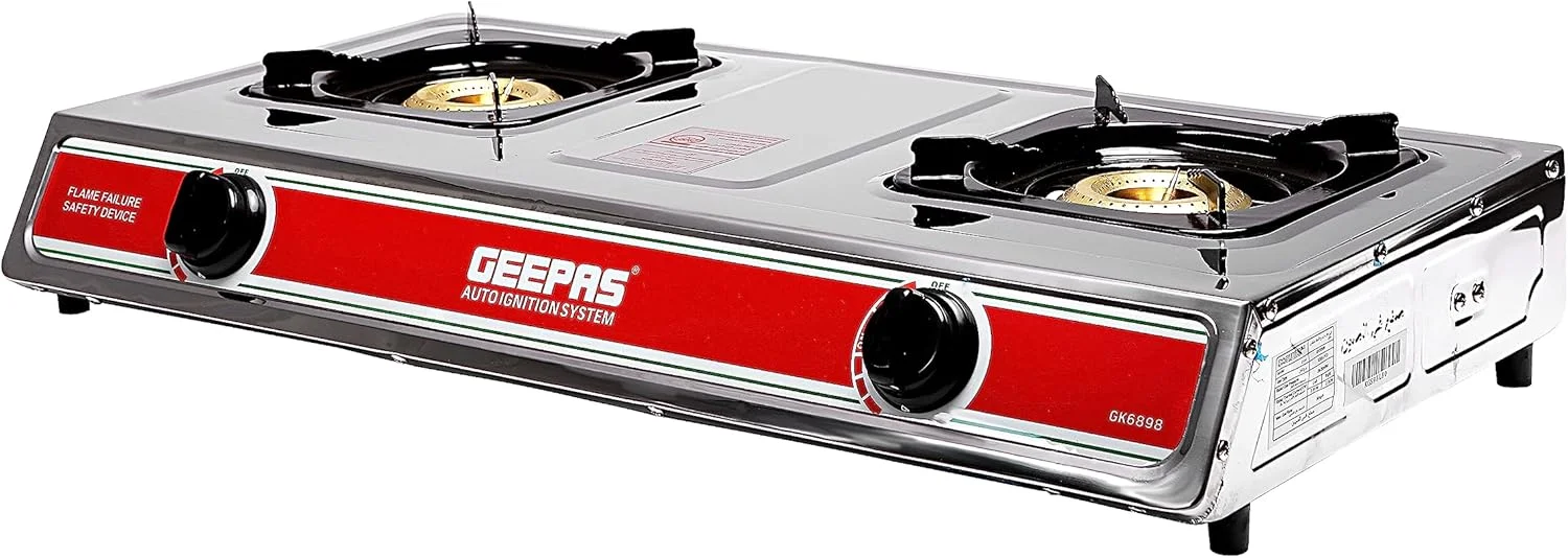 اجاق گاز دو شعله جیپاس مدل GK6898 - اجاق گاز استیل ضد زنگ بادوام با جرقه زن خودکار | مناسب منزل، گریل فضای باز، اجاق گاز کمپینگ اجاق گاز دو شعله جیپاس مدل GK6898 - اجاق گاز استیل ضد زنگ بادوام با جرقه زن خودکار | مناسب منزل، گریل فضای باز، اجاق گاز کمپینگ