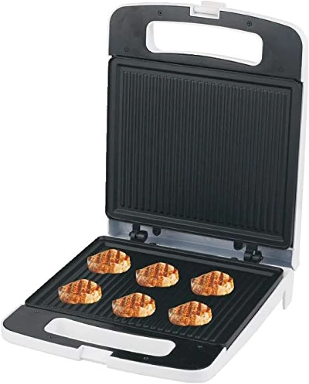 گریل ساز Geepas، نشانگر روشن و آماده به کار، GGT671 - صفحه پخت نچسب، بدنه با لمس خنک، کنترل ترموستات، پایه ایستاده برای نگهداری جمع و جور گریل ساز Geepas، نشانگر روشن و آماده به کار، GGT671 - صفحه پخت نچسب، بدنه با لمس خنک، کنترل ترموستات، پایه ایستاده برای نگهداری جمع و جور