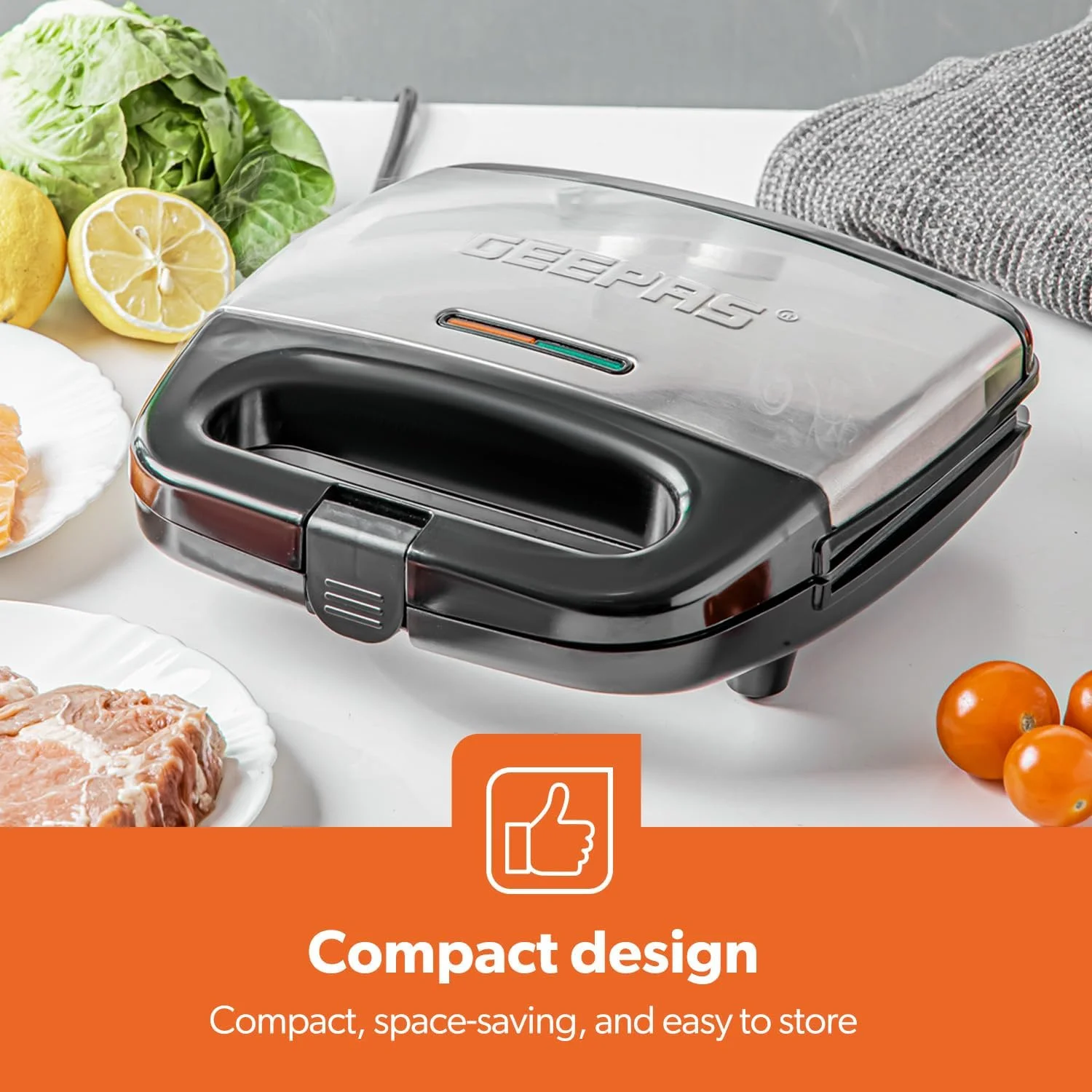 گریل ساز 2 تکه قابل حمل و قدرتمند Geepas با صفحات روکش نچسب، قفل های ایمنی، دسته لمسی خنک و پایه های ضد لغزش، نشانگرهای روشن بودن و آماده به کار 750 وات GGM6001 مشکی گریل ساز 2 تکه قابل حمل و قدرتمند Geepas با صفحات روکش نچسب، قفل های ایمنی، دسته لمسی خنک و پایه های ضد لغزش، نشانگرهای روشن بودن و آماده به کار 750 وات GGM6001 مشکی