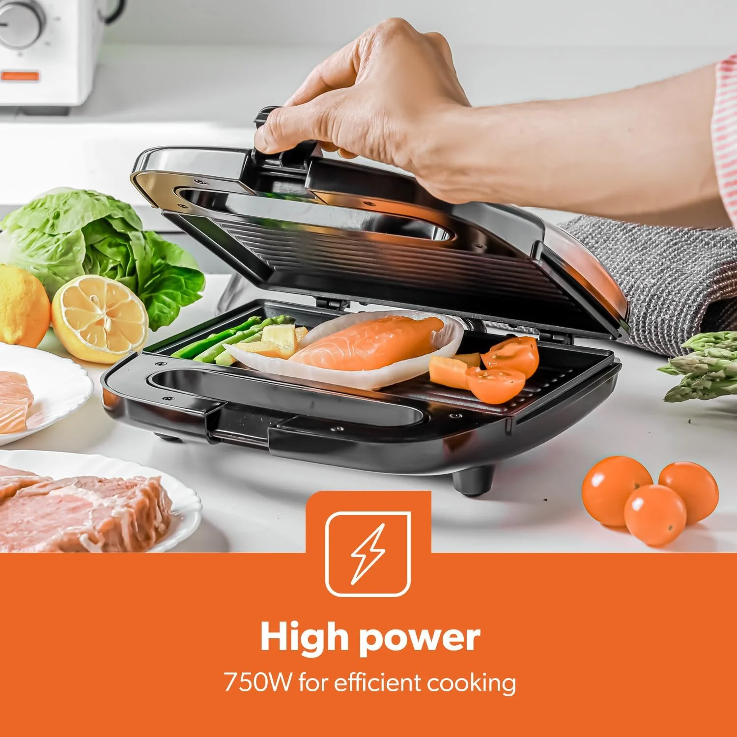 گریل ساز 2 تکه قابل حمل و قدرتمند Geepas با صفحات روکش نچسب، قفل های ایمنی، دسته لمسی خنک و پایه های ضد لغزش، نشانگرهای روشن بودن و آماده به کار 750 وات GGM6001 مشکی گریل ساز 2 تکه قابل حمل و قدرتمند Geepas با صفحات روکش نچسب، قفل های ایمنی، دسته لمسی خنک و پایه های ضد لغزش، نشانگرهای روشن بودن و آماده به کار 750 وات GGM6001 مشکی