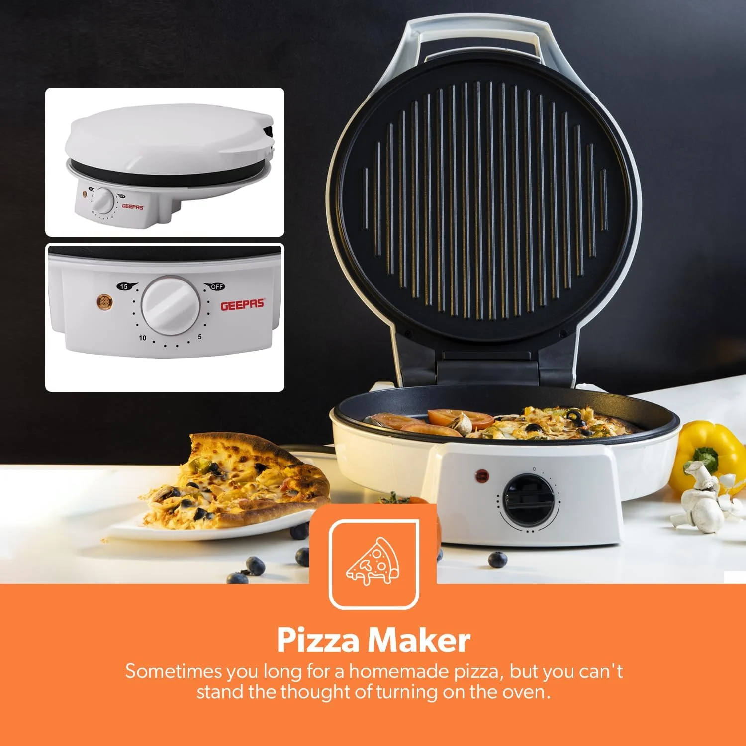 پیتزا ساز قابل حمل جیپاس 1800 وات مدل GPM2035 با صفحه پخت نچسب 32 سانتی متری و نشانگر روشن بودن پیتزا ساز قابل حمل جیپاس 1800 وات مدل GPM2035 با صفحه پخت نچسب 32 سانتی متری و نشانگر روشن بودن