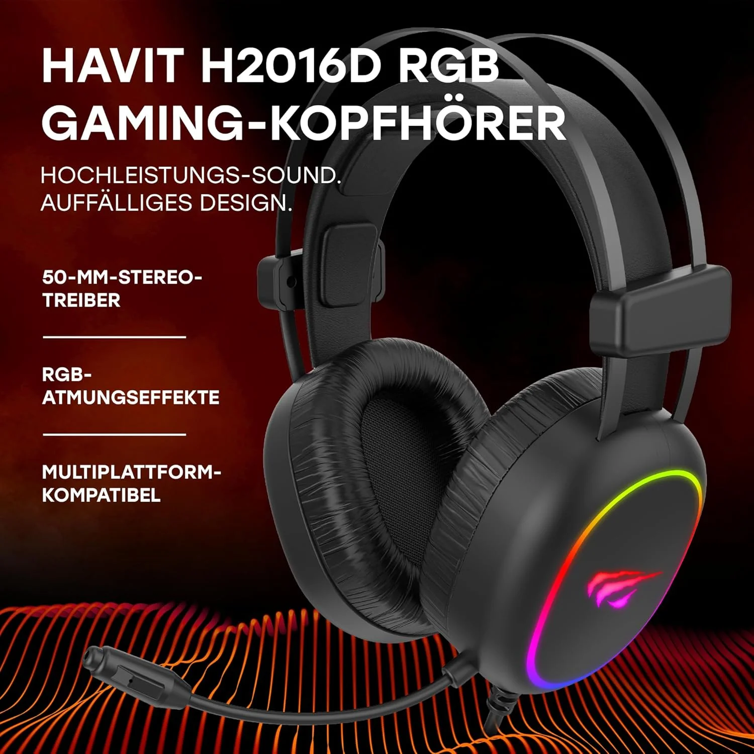 هدست گیمینگ سیمی RGB هویت H2016D با صدای استریو فراگیر و میکروفون HD - تصویر 2 هدست گیمینگ سیمی RGB هویت H2016D با صدای استریو فراگیر و میکروفون HD - تصویر 2
