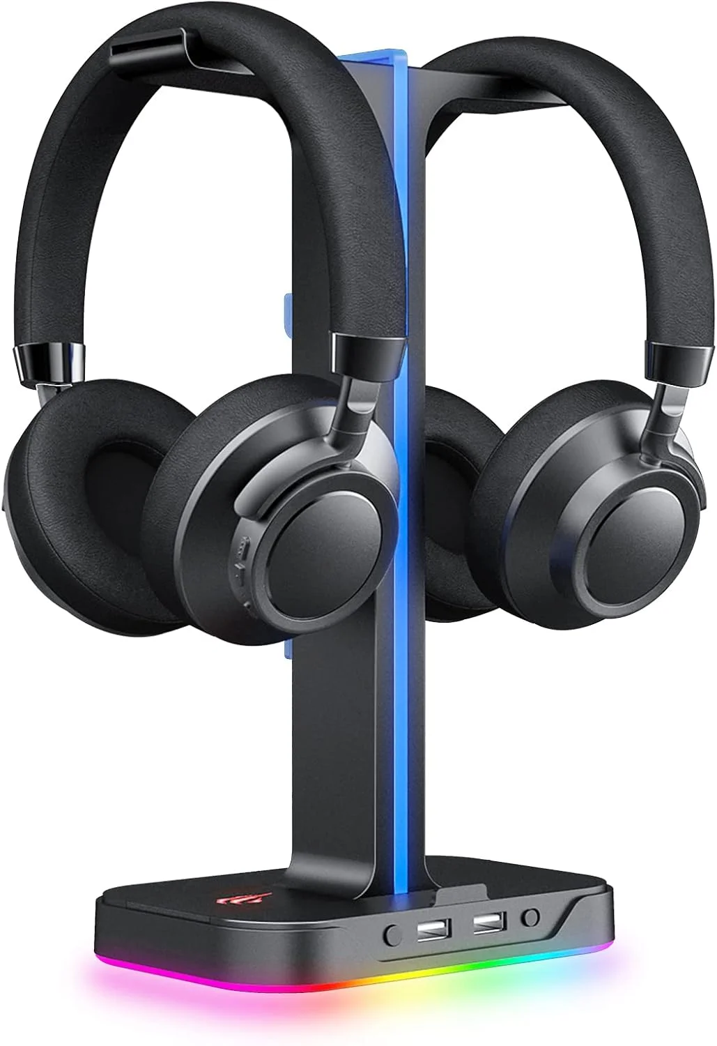 پایه نگهدارنده هدست گیمینگ RGB هویت، پایه دوگانه هدست با نگهدارنده تلفن همراه، پایداری، قلاب چند منظوره، 2 پورت USB برای لوازم جانبی هدفون بازی رایانه شخصی TH650
