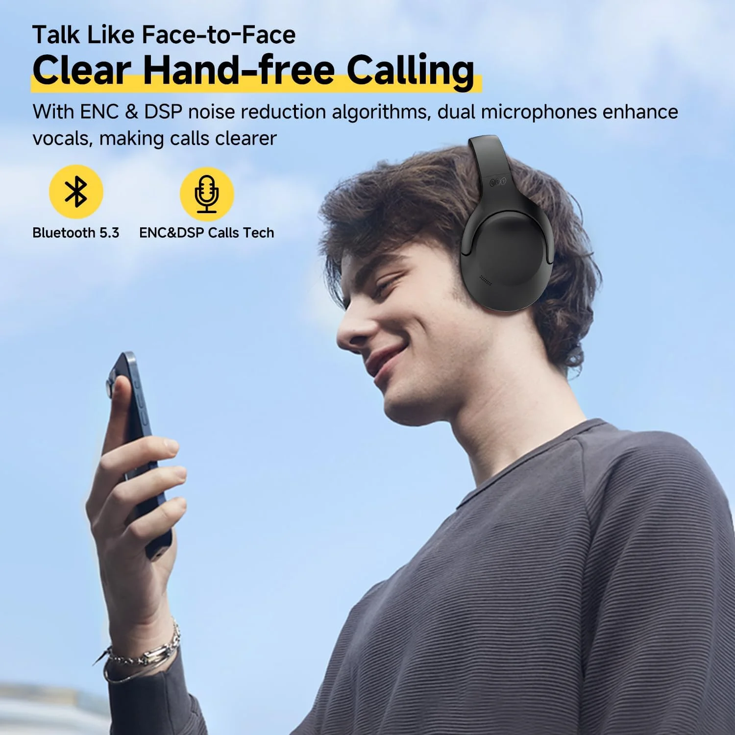 هدفون بی‌سیم رو گوشی QCY H3 LITE، هدفون حذف نویز فعال با حالت Ambient، 60 ساعت پخش، بیس خالص، اتصال چند نقطه‌ای، هدست بلوتوث راحت برای مسافرت، خانه و محل کار