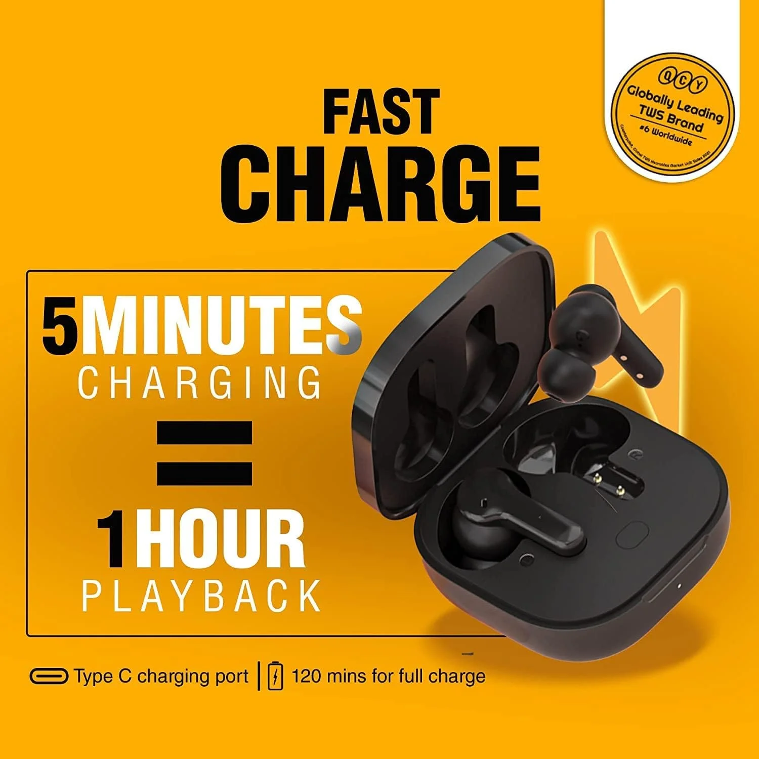 هدفون بلوتوثی QCY T13، استریو HiFi با بیس عمیق، ایربادز بی سیم TWS، 40 ساعت پخش، تماس های شفاف، ضد آب IPX5، کنترل لمسی، مناسب برای اندروید و آیفون، مشکی