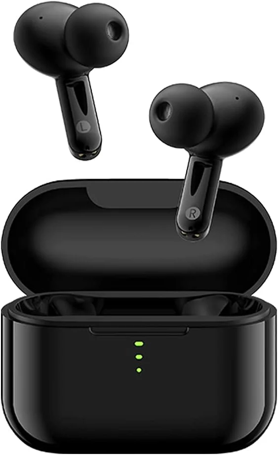 QCy T10 هدفون بی سیم (بازسازی شده) با 4 میکروفون، حذف نویز ENC، شارژ سریع، بیس قوی، کنترل لمسی، USB-C، بلوتوث 5.0 - مشکی