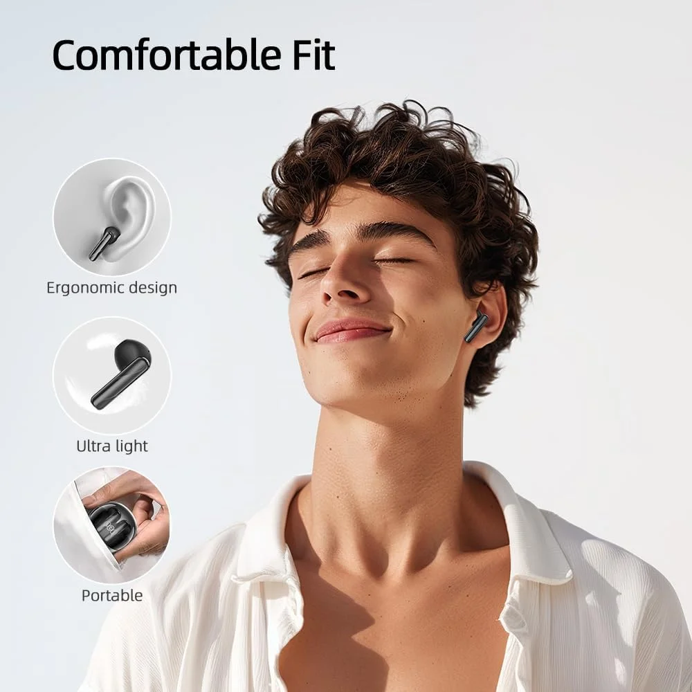 هدفون بلوتوثی شفاف QCY AilyBuds، هدفون بی سیم HiFi TWS، تماس شفاف ENC با 4 میکروفون، حالت تأخیر کم، شارژ سریع 10 دقیقه ای، نیمه داخل گوشی با تناسب راحت، مشکی